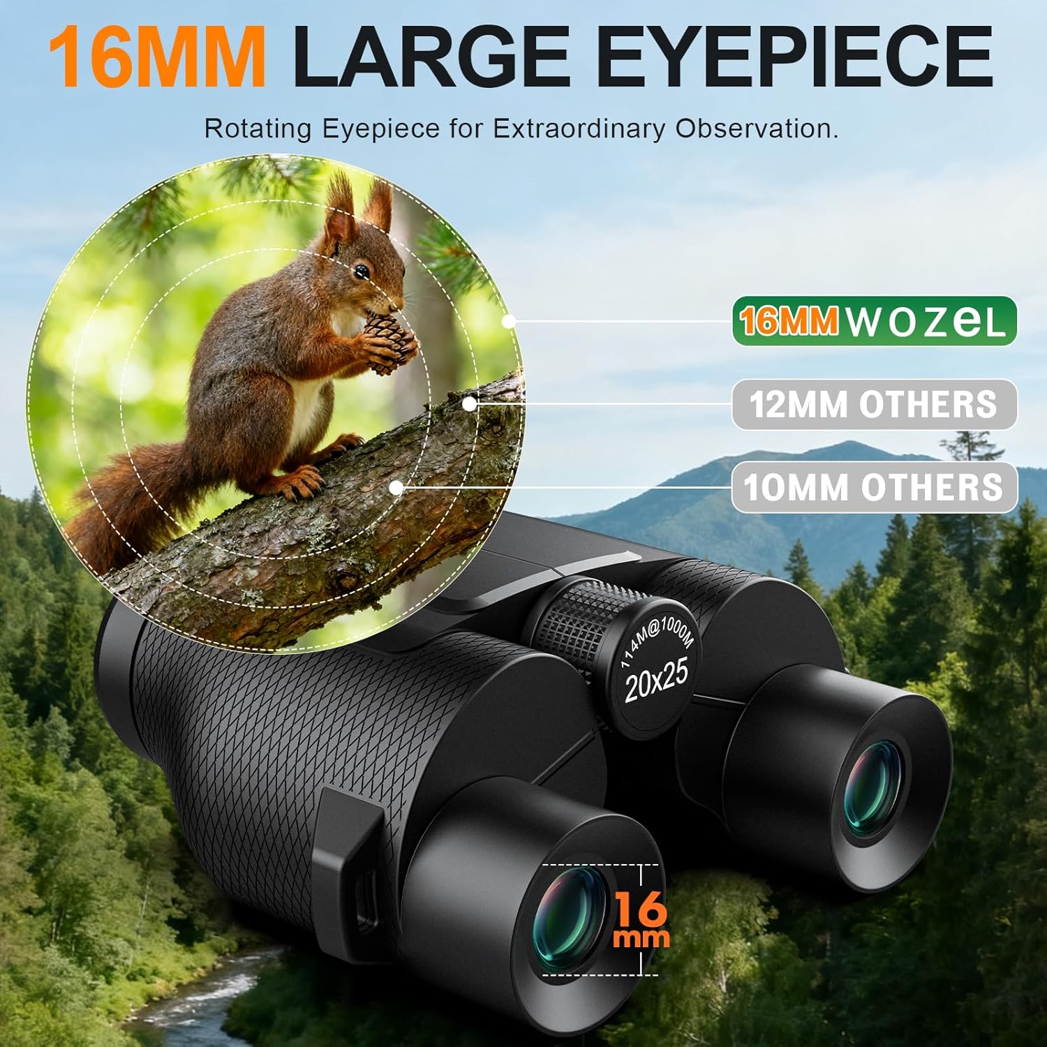 20x25 Compact Binoculars for Adults and Kids - WOZEL HD Small Binocula