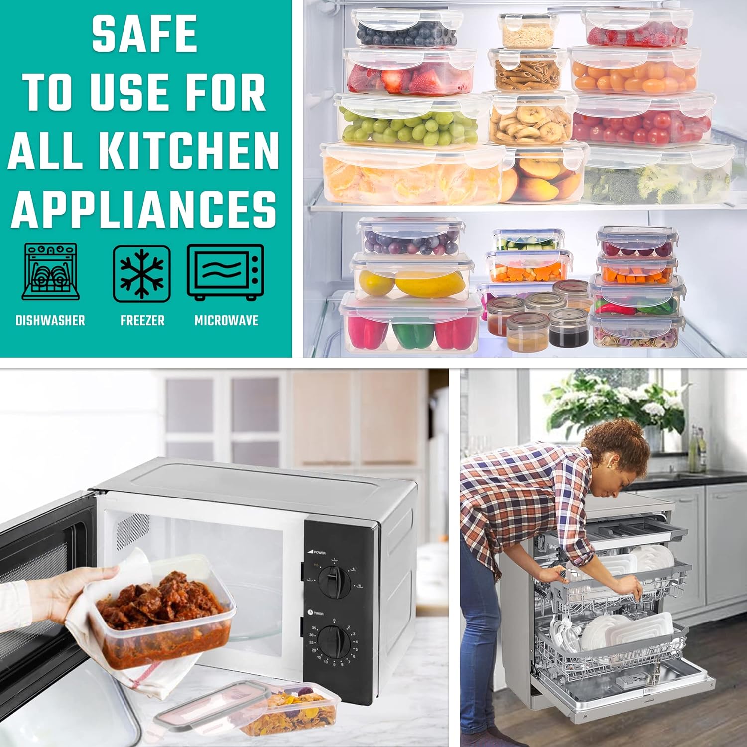 RockBerry 50 Pcs Large Food Storage Containers with Lids Airtight-85 O