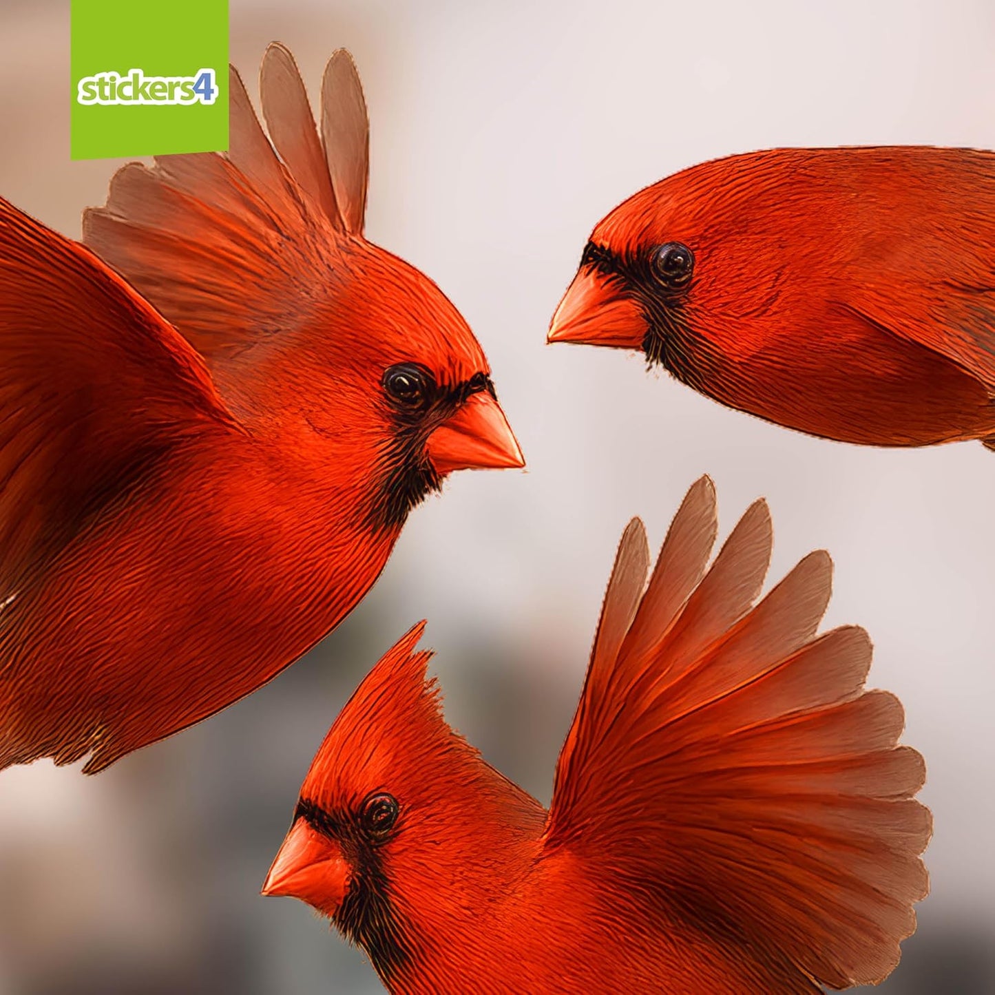 6 x Red Cardinal Window Clings - Cardinal Decor Bird Window Strike Prevention
