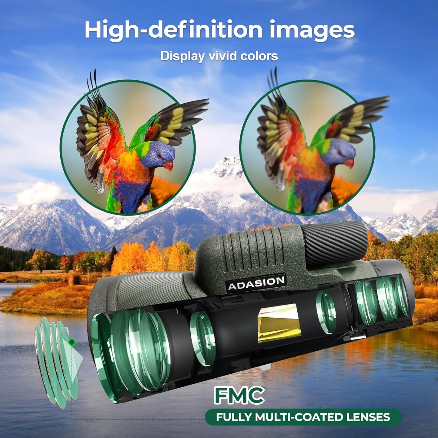 12x56 HD Monocular Telescope High Powered for Adults with Smartphone Adapter, High Powered Monocular Scope with Clear Low Light Vision for Star Watching, Bird Watching, Hiking, Concert