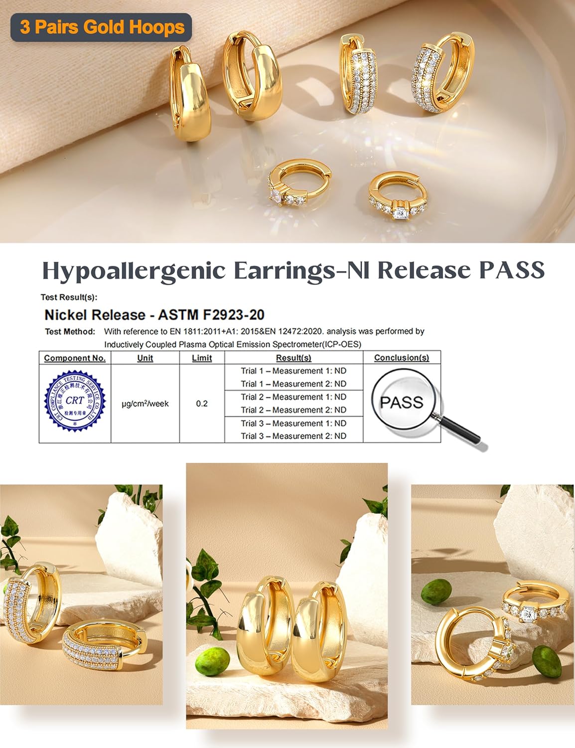 LOLIAS Small 14K Gold Plated Chunky Hoop Earrings for Women Hypoallerg