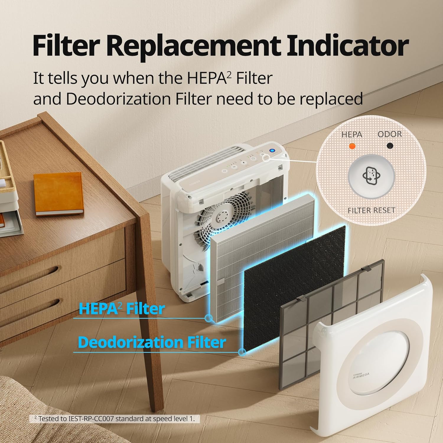 Coway Airmega AP-1512HH(W) True HEPA Purifier with Air Quality Monitor