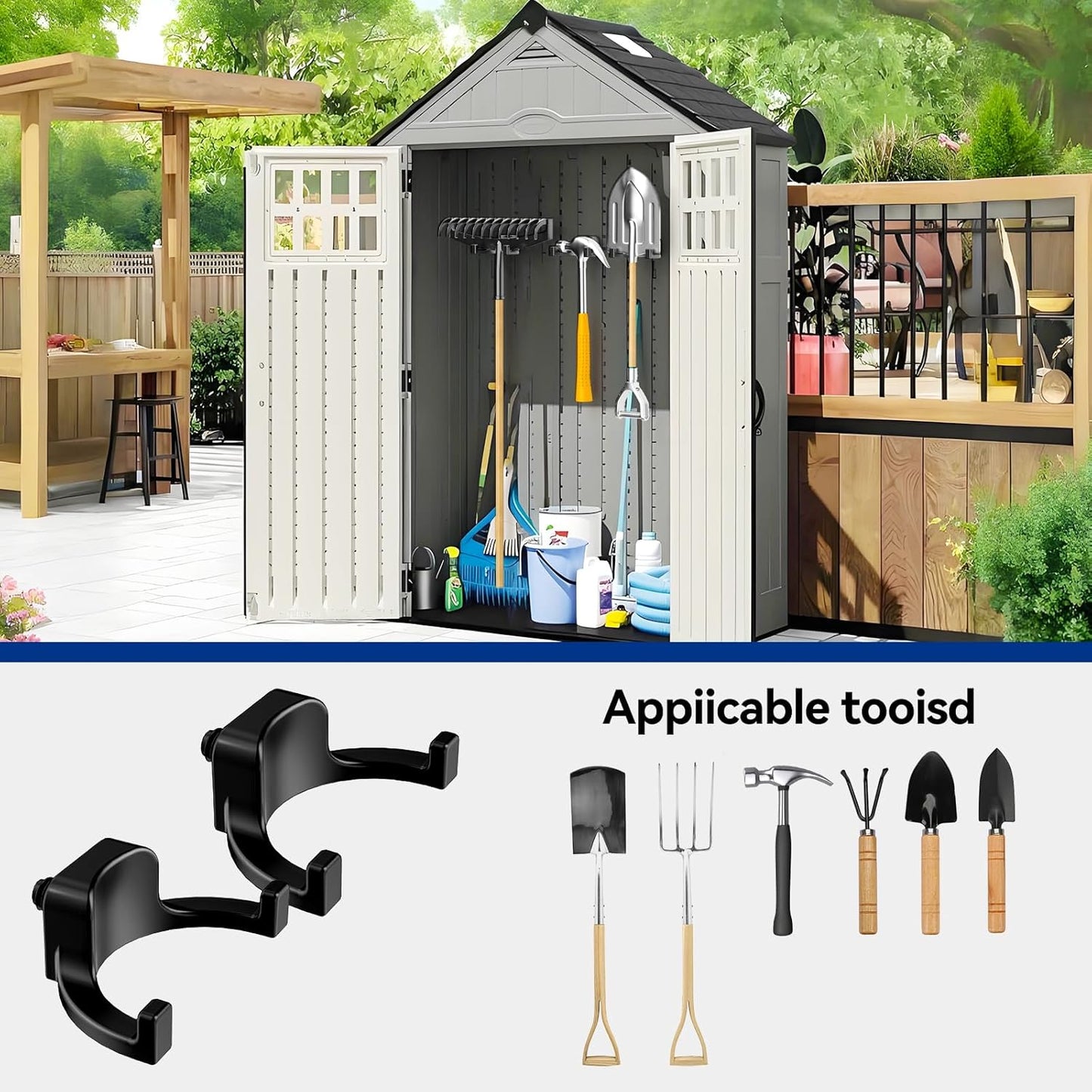 Storage Hooks Compatible with Lifetime and Suncast Sheds – Heavy-Duty 