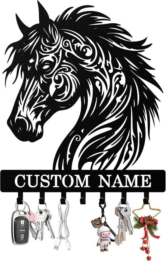 Personalized Horse Key Holder Wall Mount, Custom Metal Keys Holder for