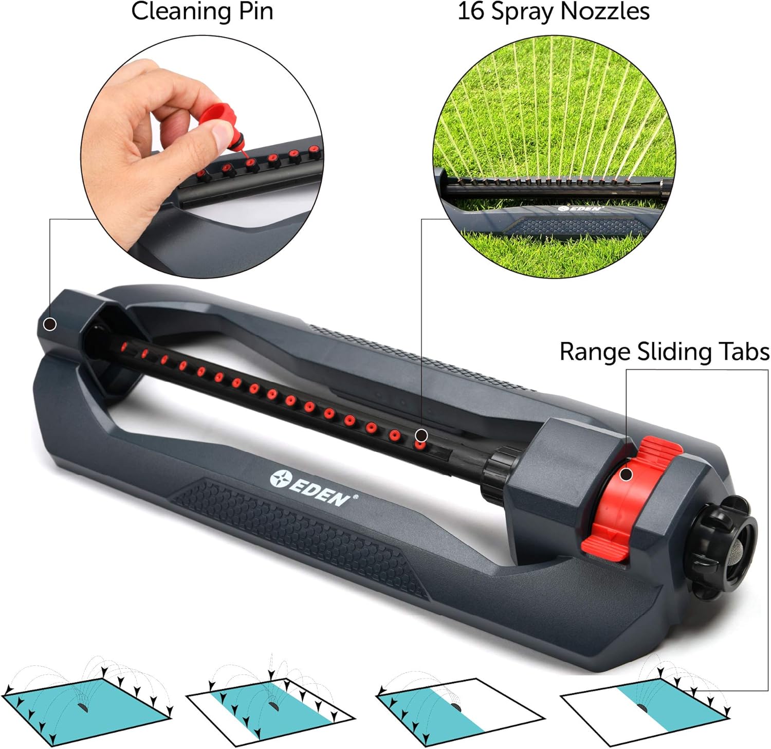 Eden 96213 Essential Turbo Oscillating Water Sprinkler, Covers Up to 3