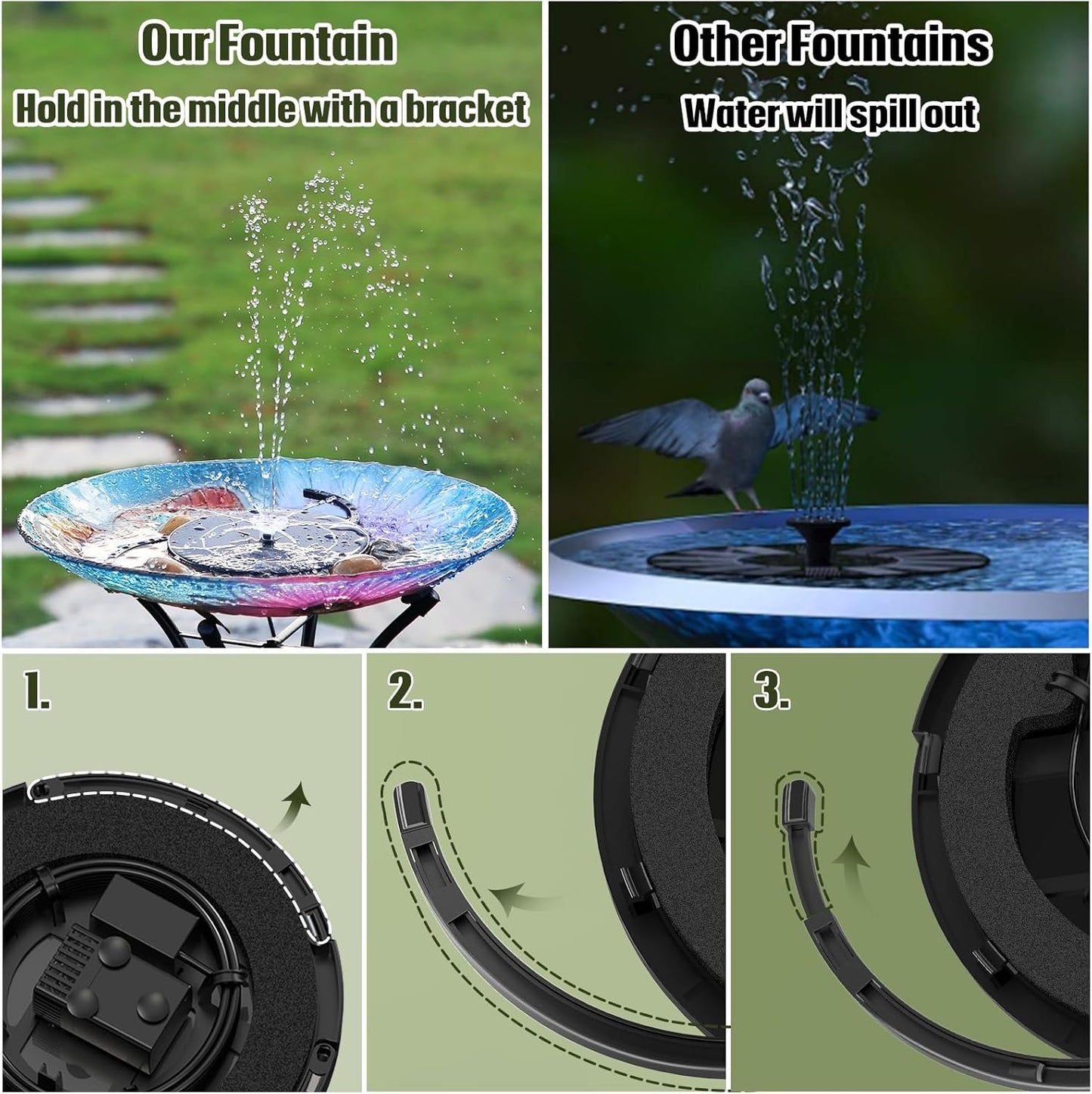 AISITIN 3.5W Solar Fountain Pump Upgraded 2026, Solar Water Fountain DIY Kit with 8 Nozzles & 3 Fixed Bracket & 9.8ft Cord for Garden, Bird Bath, Ponds, Fish Tank, Aquarium, Courtyard and Outdoor