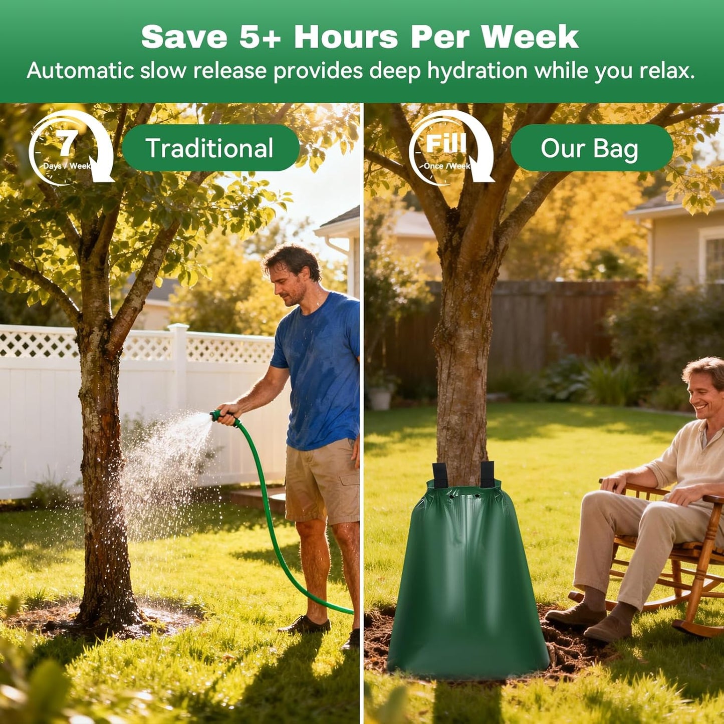 20 Gallon Tree Watering Bag 3Pcs, Slow Release Drip Irrigation for New Trees, Durable PVC Deep Root Watering Device for Water Saving, Garden & Orchard