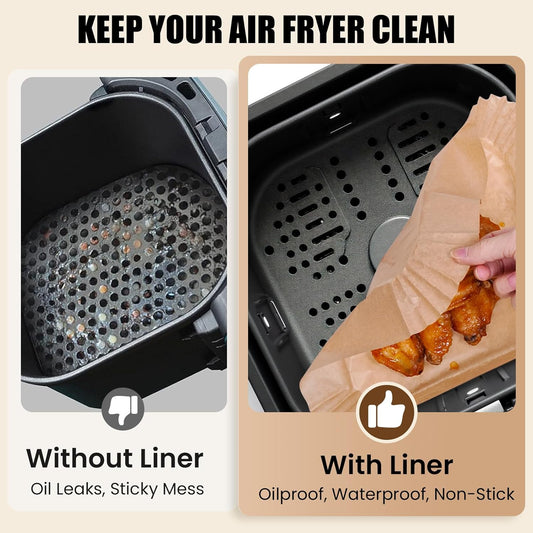 Air Fryer Liners Disposable, 200Pcs 8 Inch Airfryer Paper Liners, Unbleached Parchment Paper for Air Fryer Basket, Non-Stick Air Fryer Accessories, Liners for Baking, Parchment Paper Sheets