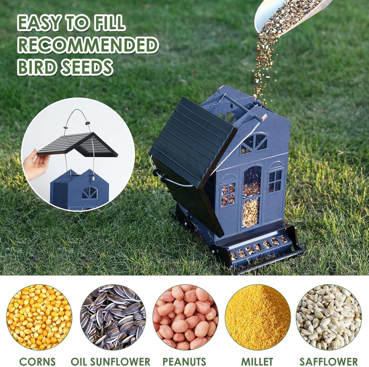 Birdkiss Bird Feeder Squirrel-Proof Outside: Country House Series for 