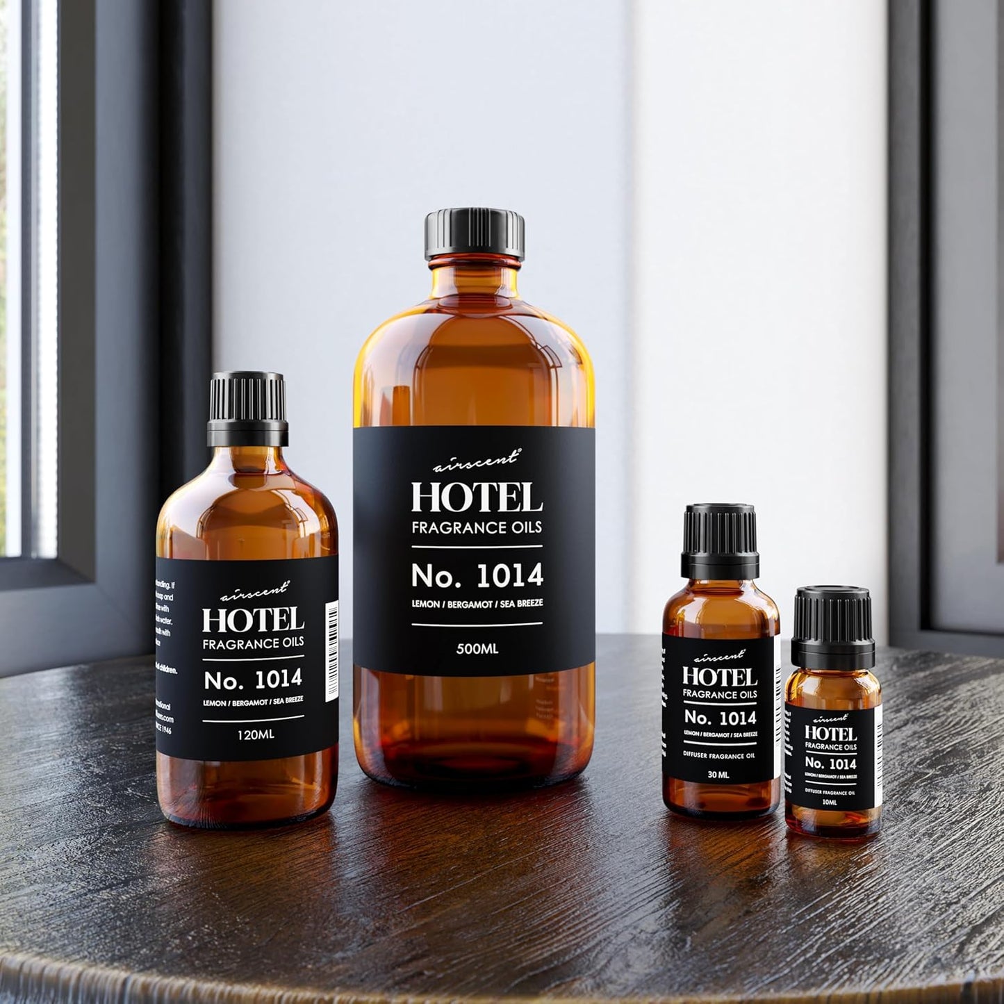 AirScent Hotel Diffuser Oil No. 1014 - The Iconic 5-Star Hotel Coastal Blend - Lemon Bergamot Sea Breeze - 120 mL Hotel Diffuser Oil for Ultrasonic and Waterless Diffusers and Crafting