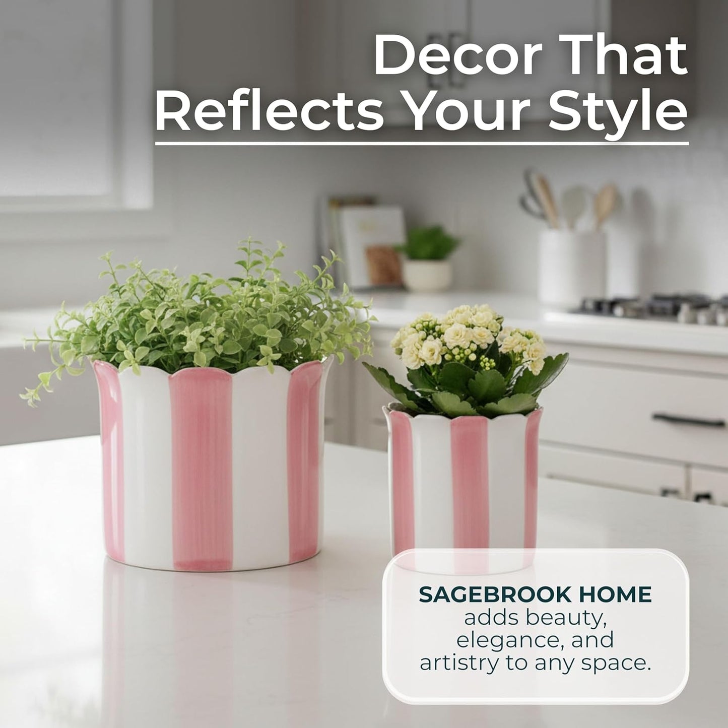 Set of 2 Ceramic Planters – Planter Pots for Greenery, Indoor or Outdo