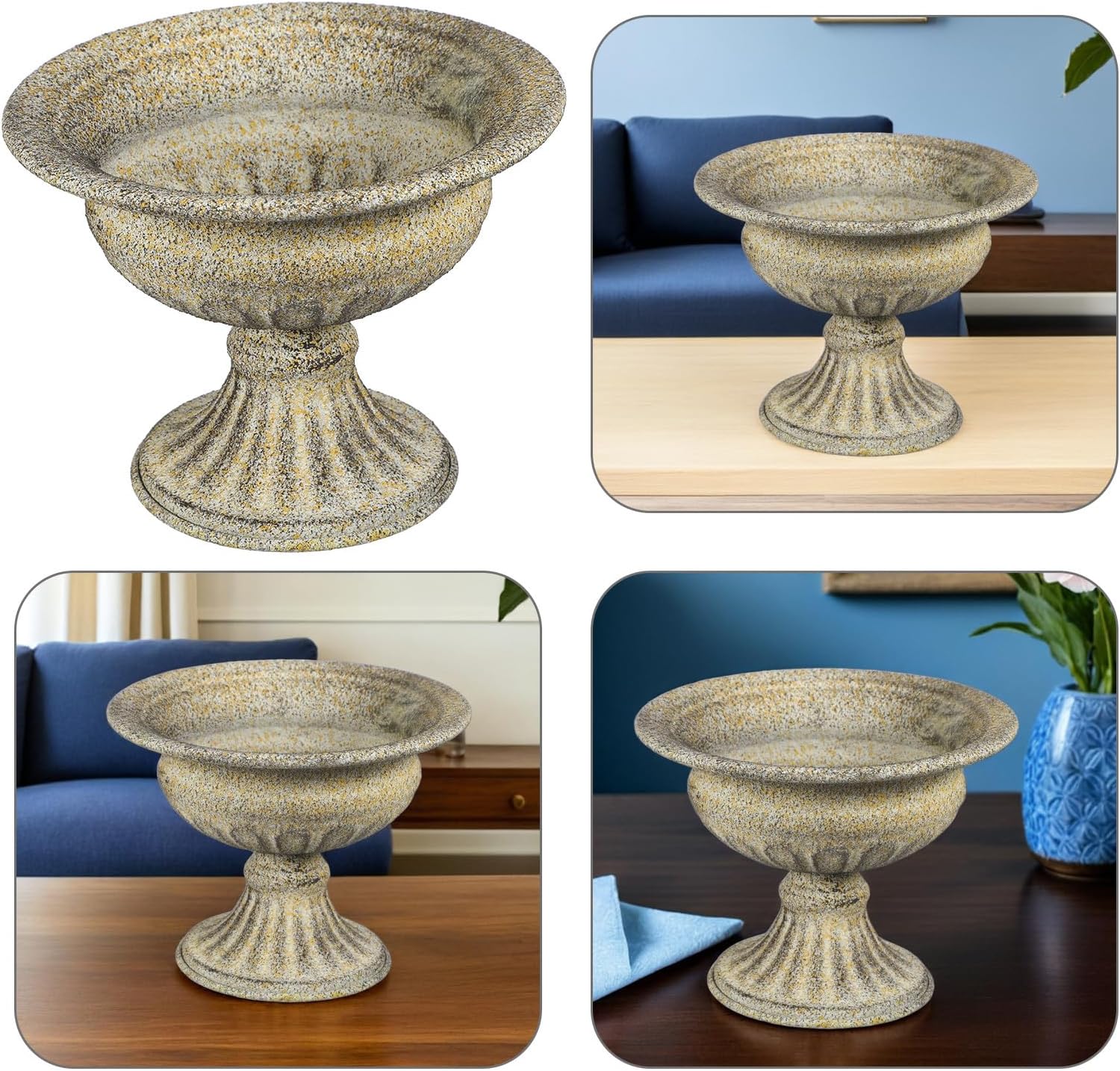 Milisten Vintage Metal Pedestal Vase Rustic Iron Flower Urn Pot Weddin