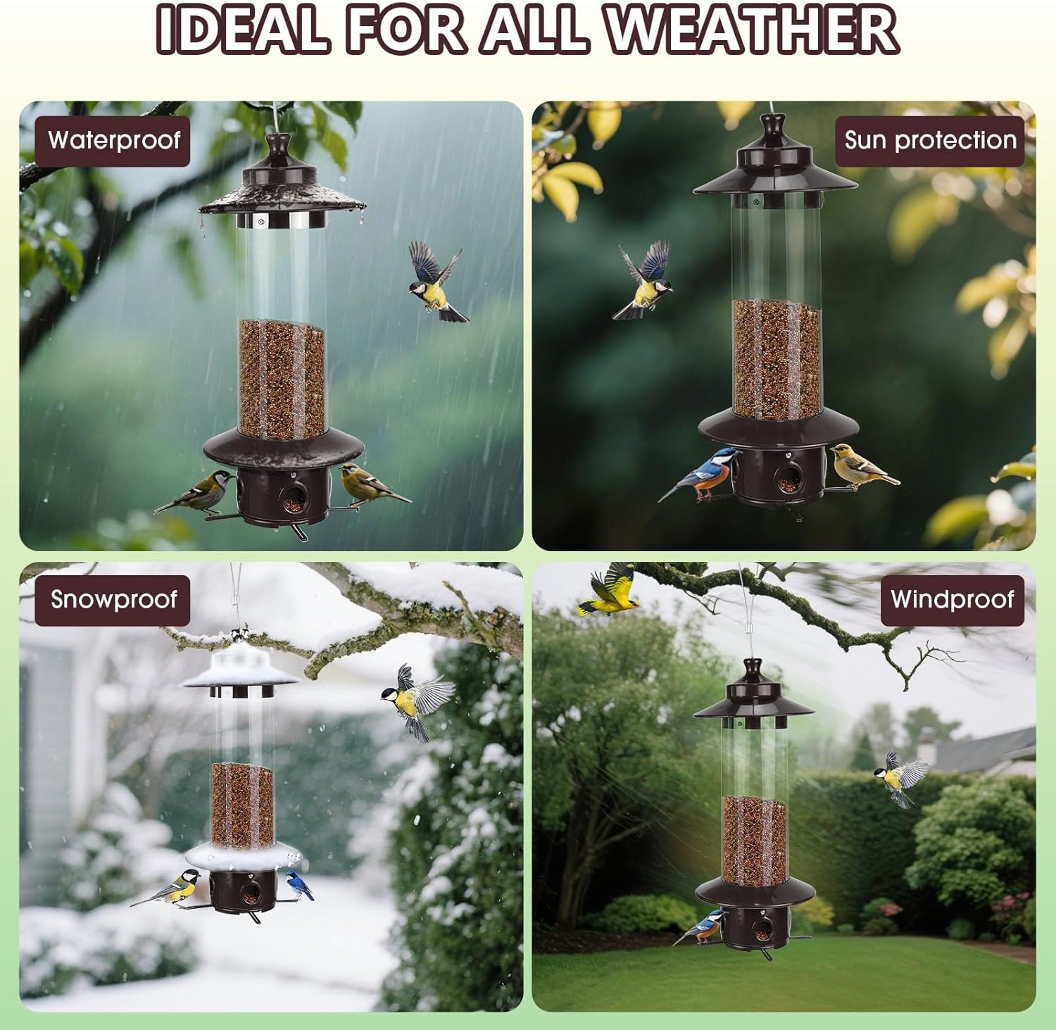 Metal Bird Feeder for Outdoors, Hanging Squirrel Proof Bird Feeders fo