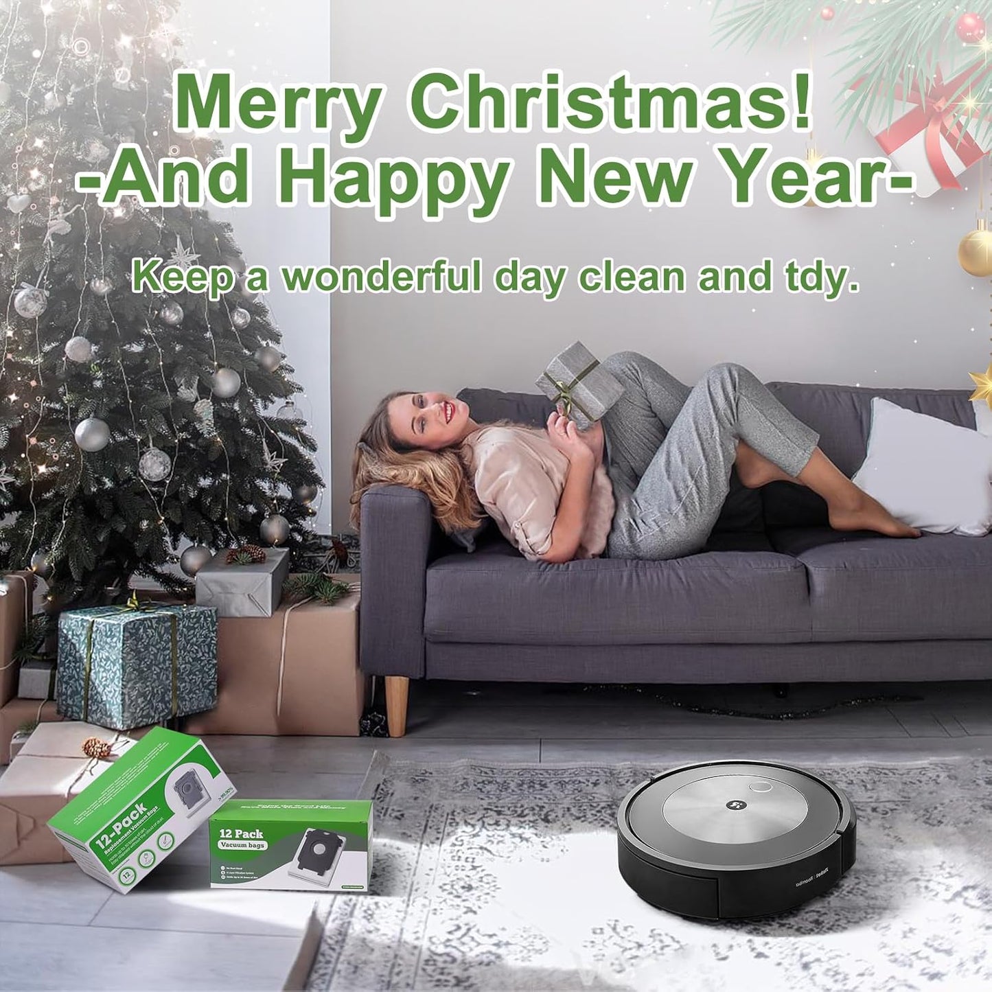 VBN 12 Pack Replacement Roomba Vacuum Bags, Compatible with iRobot Roomba 104 105 405 504 505 705 Combo 10 Max, i7+ i3+ i4+ i6+ i8+ j7+ s9+, i s j Series, All Clean Base Automatic Dirt Disposal Bags