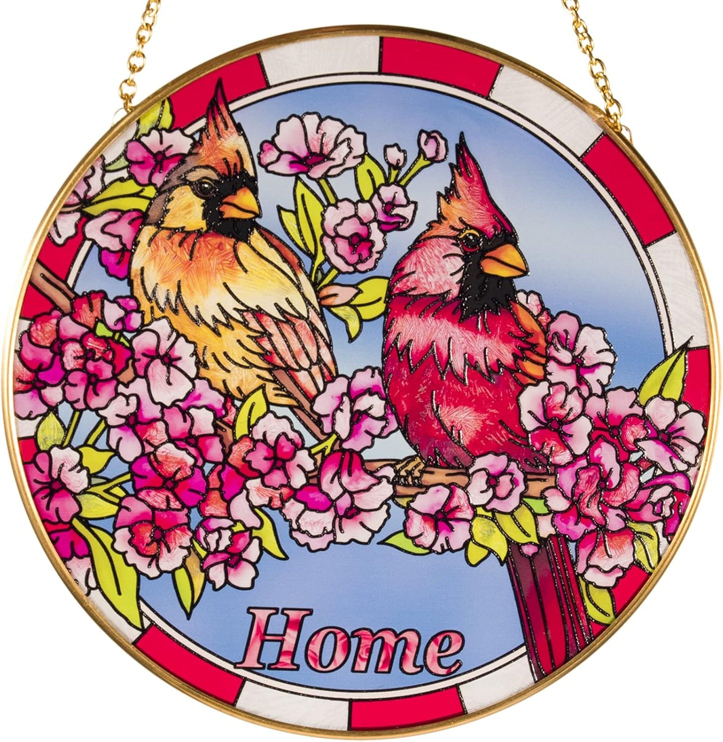 Cardinal Suncatcher Stained Glass Window Hangings for Women Mom Red Birds Sun Catchers Colorful Ornament Bird Lovers Gift Gifts for Women Mom Wife 6.5×6.5”