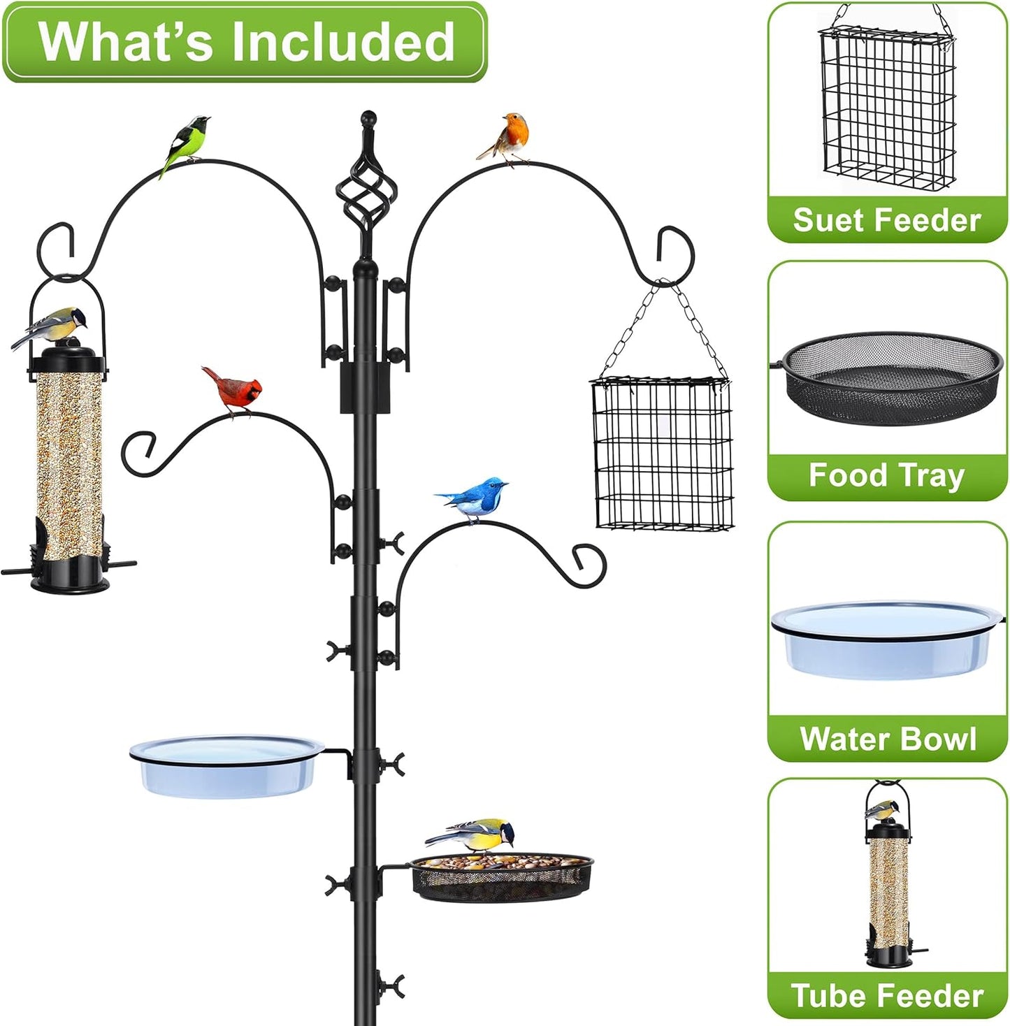 Sorbus Outdoor Feeding Station – 7ft Heavy-Duty Feeder Pole with Hange