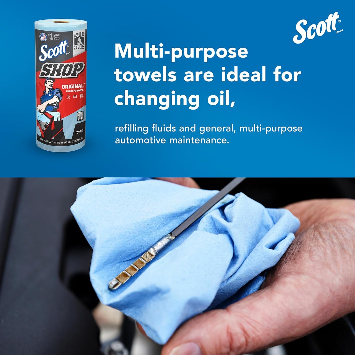 Scott Shop Original Blue Towels (55990), Large 9.4”x11 Cloth-like Pape