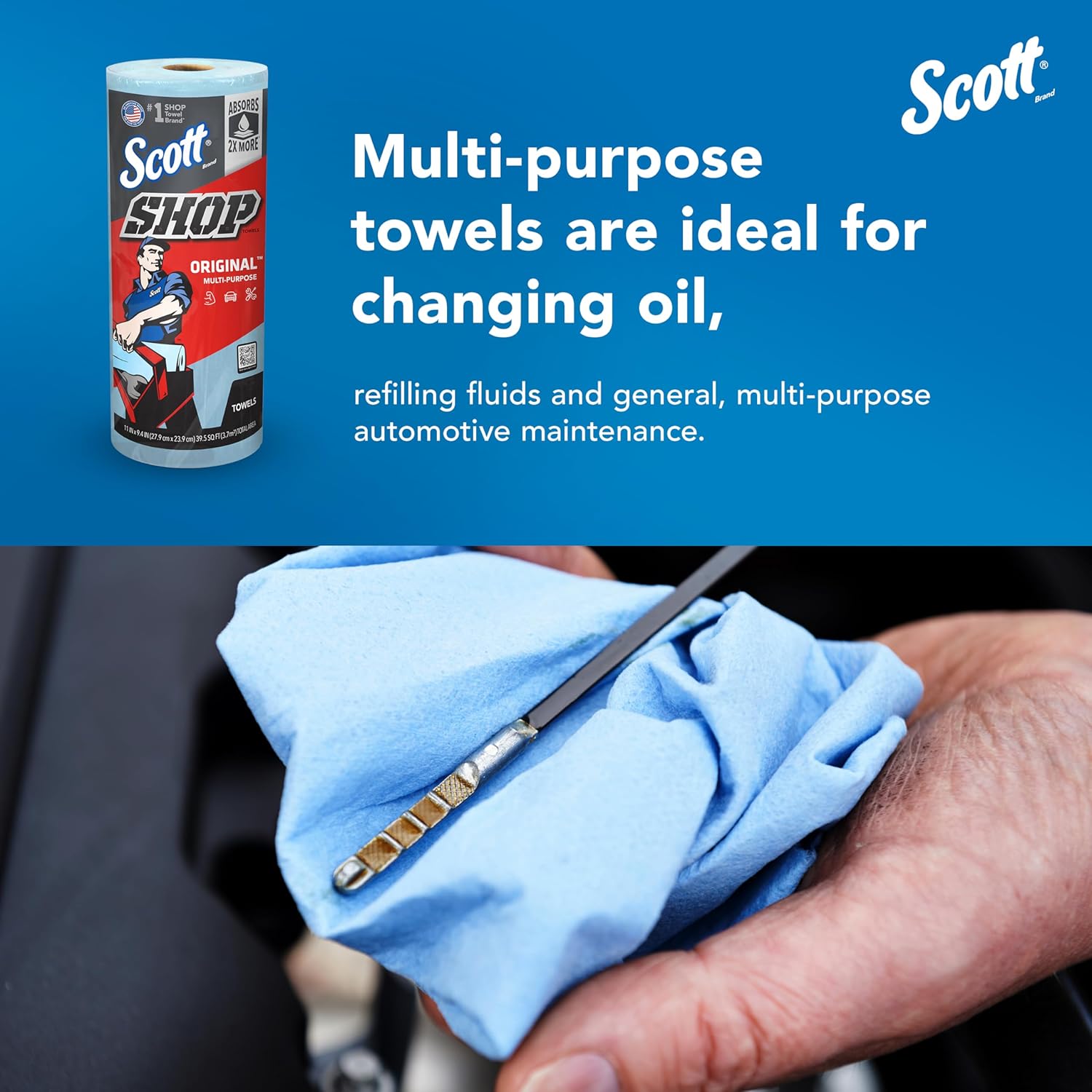 Scott Shop Original Blue Towels (55990), Large 9.4”x11 Cloth-like Pape