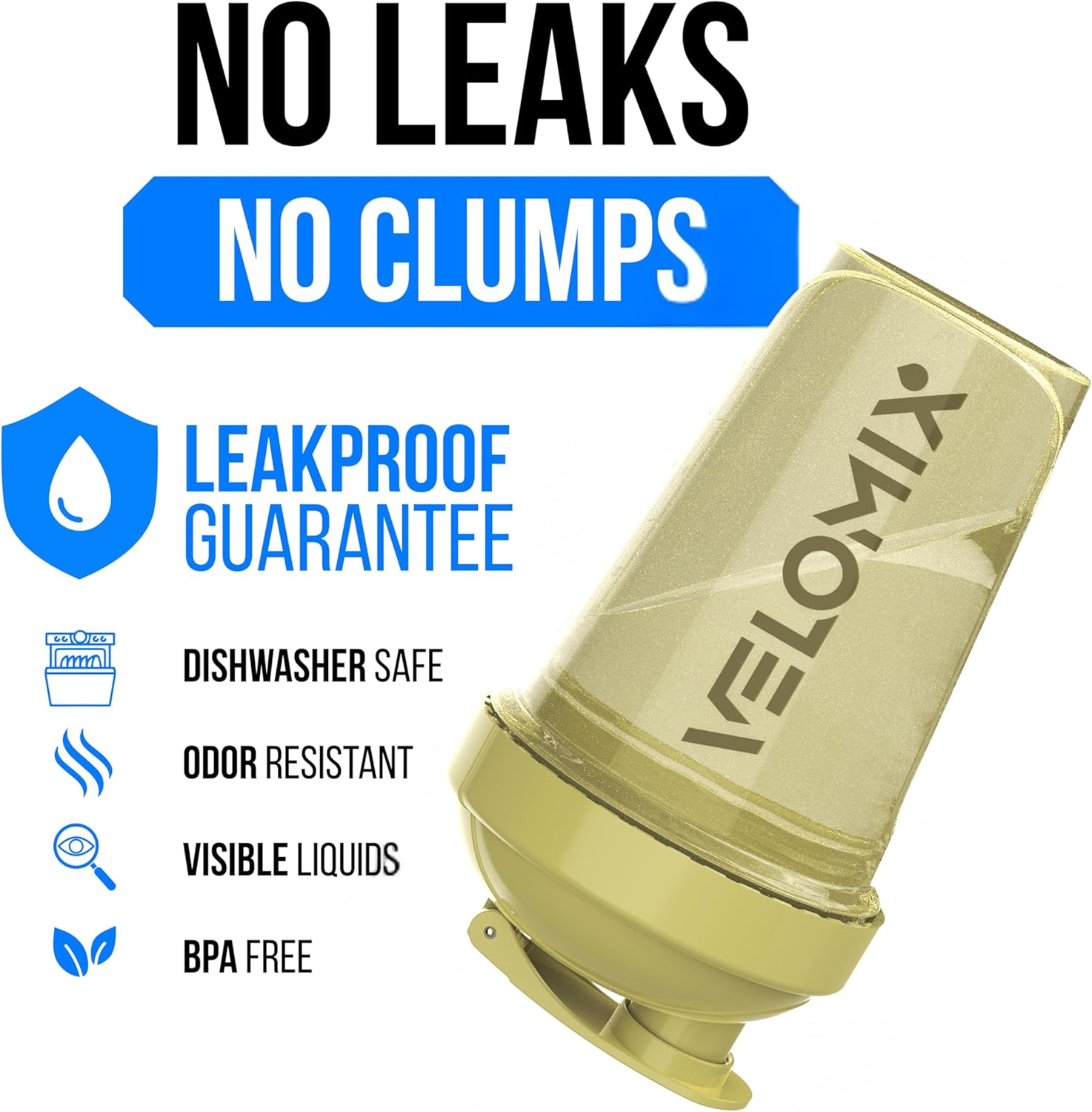 VELOMIX -6 PACK- 20 oz Protein Shaker Bottle for Protein Mixes - 6x Wi