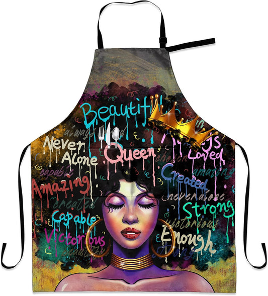 Aprons For Women With Pockets African Art Apron Black Girl Kitchen Adj