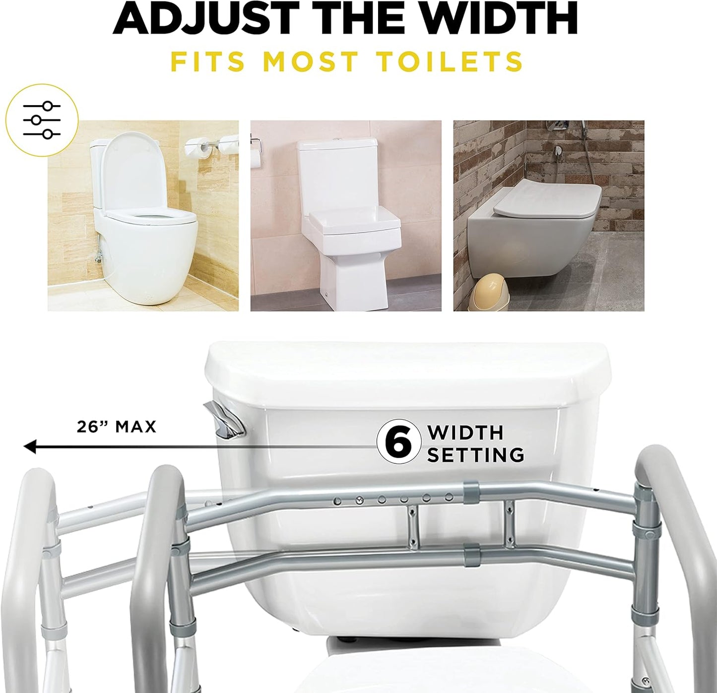 Medical king Toilet Safety Rail - Adjustable Detachable Toilet Safety 