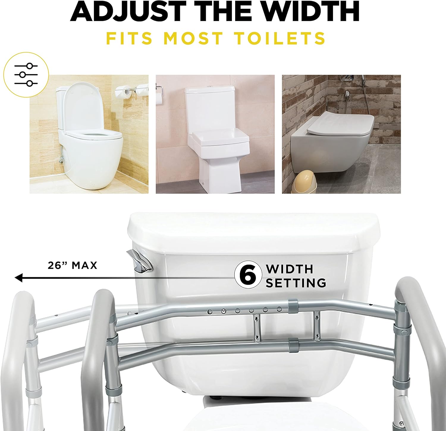 Medical king Toilet Safety Rail - Adjustable Detachable Toilet Safety 