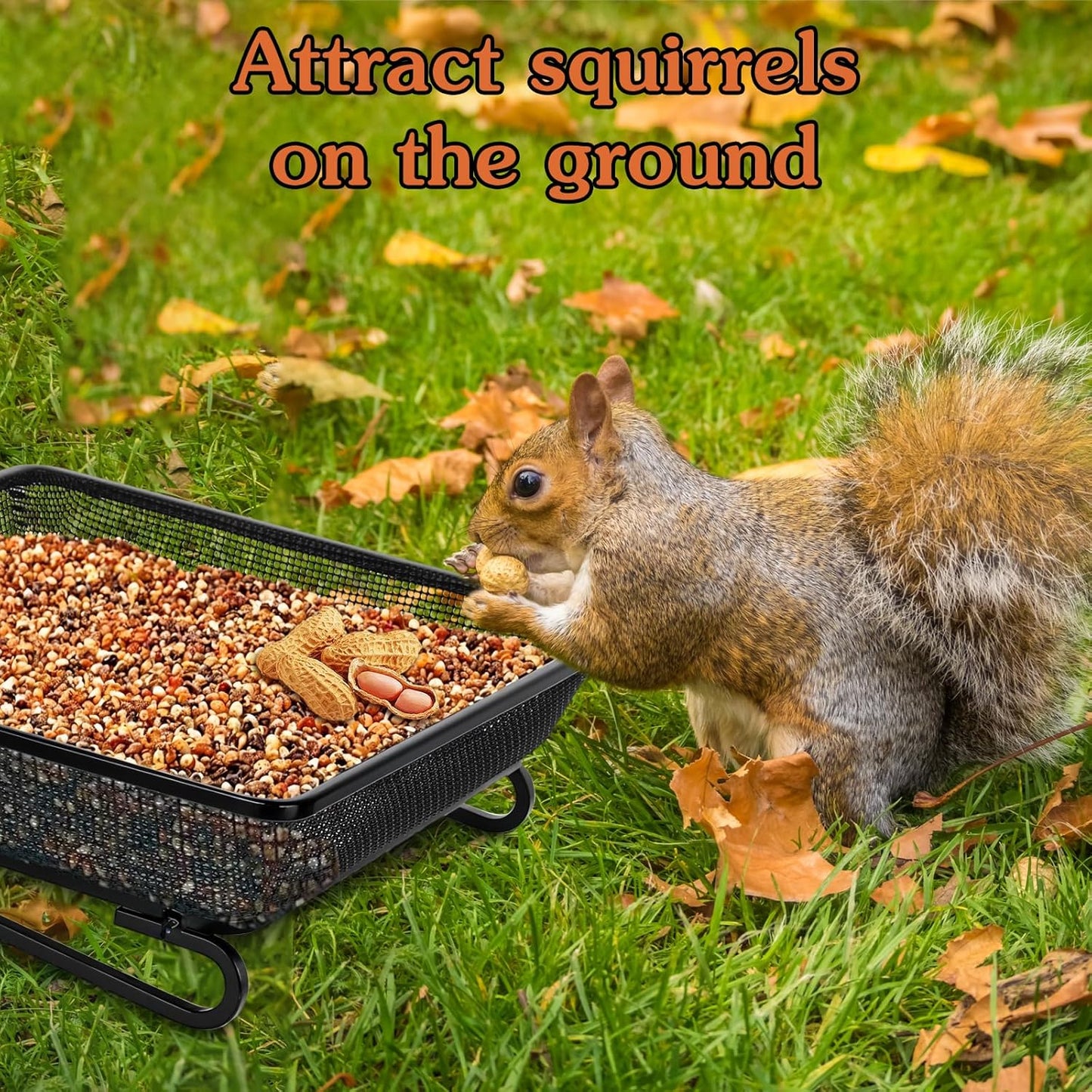 Ground Platform Bird Feeder Metal Seed Tray for Outside Garden Wild Bi
