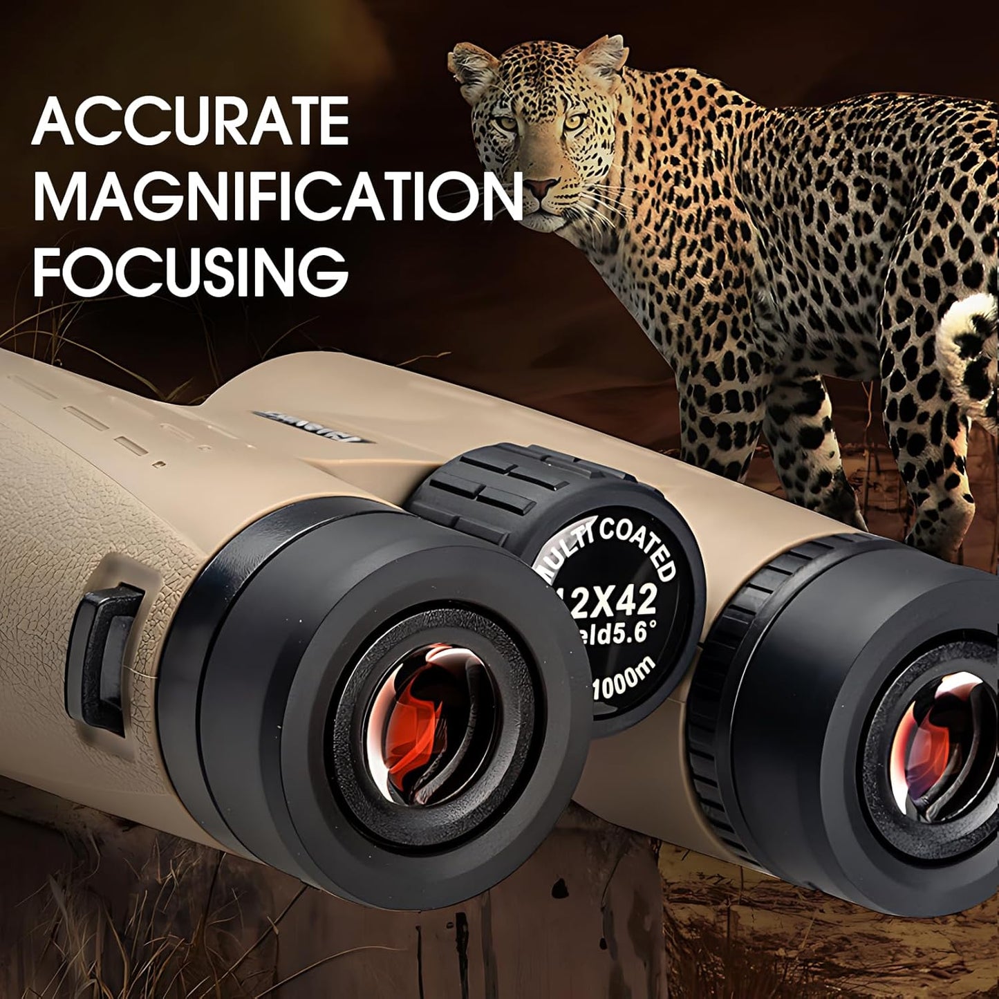 12x42 HD Binoculars for Adults High Powered Binoculars with Upgraded Phone Adapter Waterproof Compact Binocular with Low Light Night Vision for Bird Watching Hunting Outdoor Sports Concerts Mud