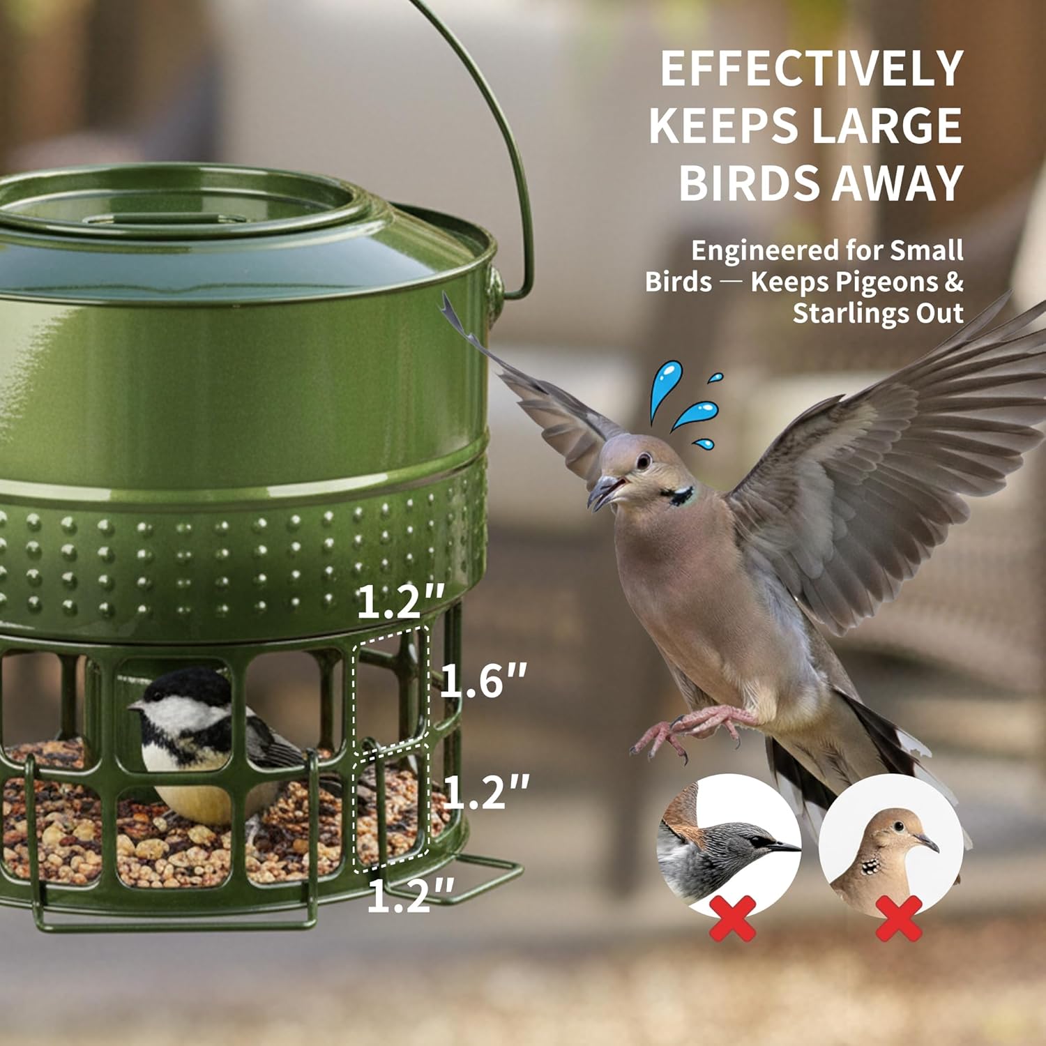 Solution4Patio Bird Feeder, 8LB Powder Coated Metal Wild Birdfeeder wi