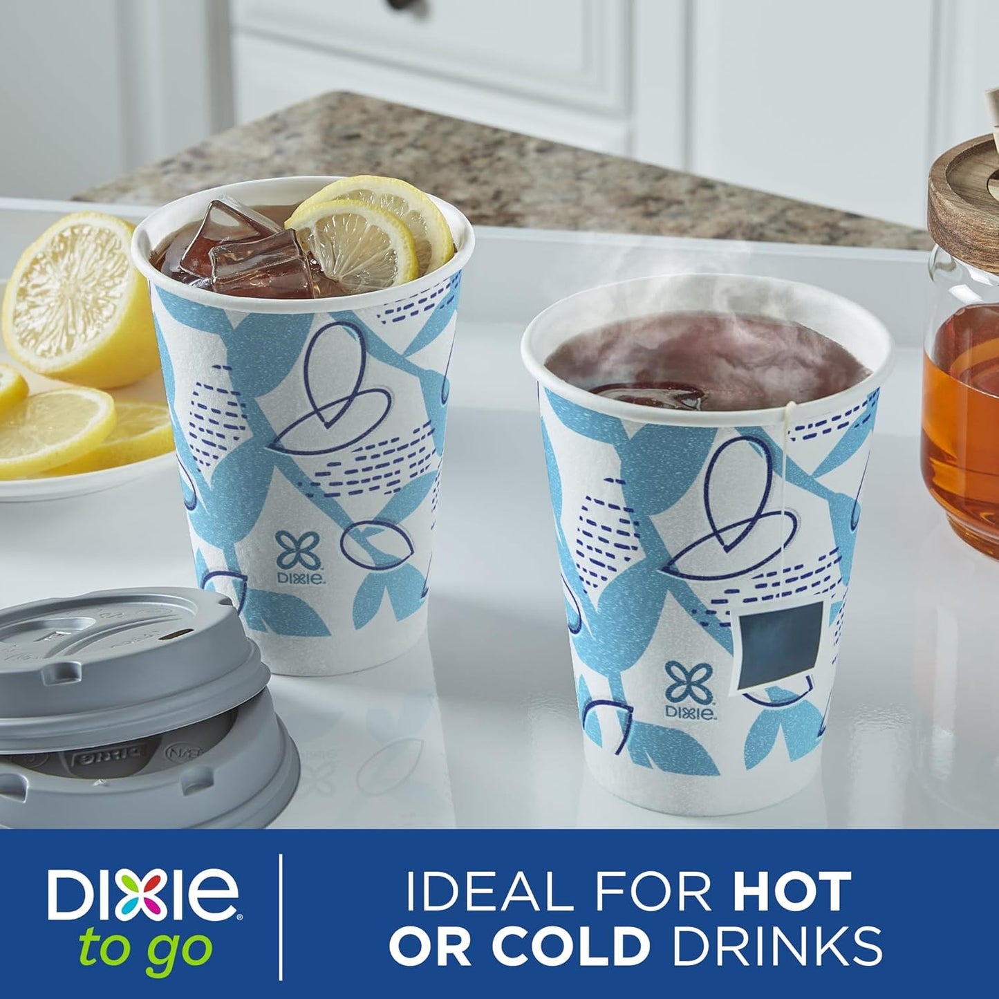 Dixie To Go Paper Coffee Cups With Lids, 12 oz, 14 ct, Disposable Insulated Paper Cups for On-The-Go Hot or Cold Beverages | Medium, With Lids, Disposable Cups, For On-The-Go, Hot Beverages