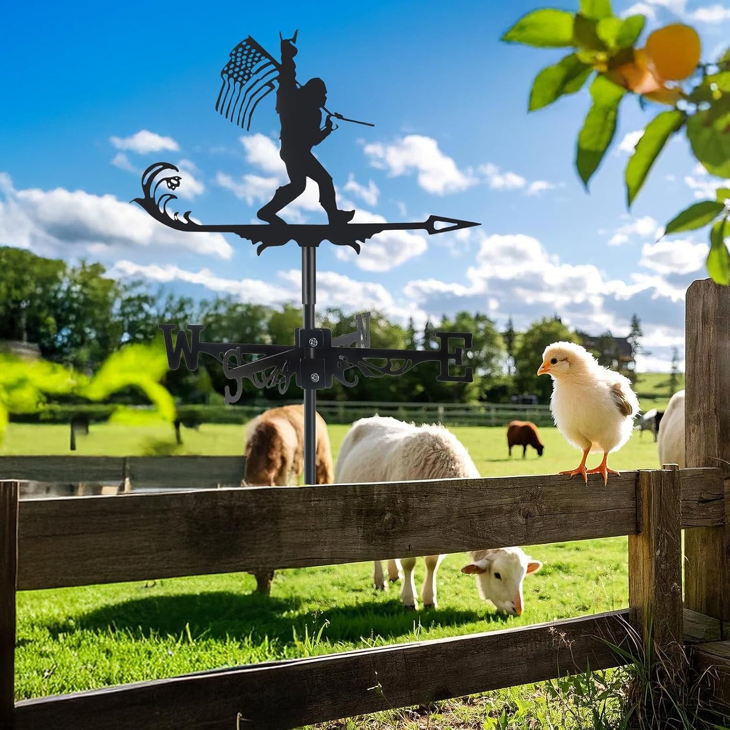 Metal Weather vanes, Black Metal Wind Direction Indicator Garden Decoration for Garden Farmhouse Chicken Coop Shed Outdoor Wind Measuring Tool Wind Direction Weathervanes(Bigfoot)