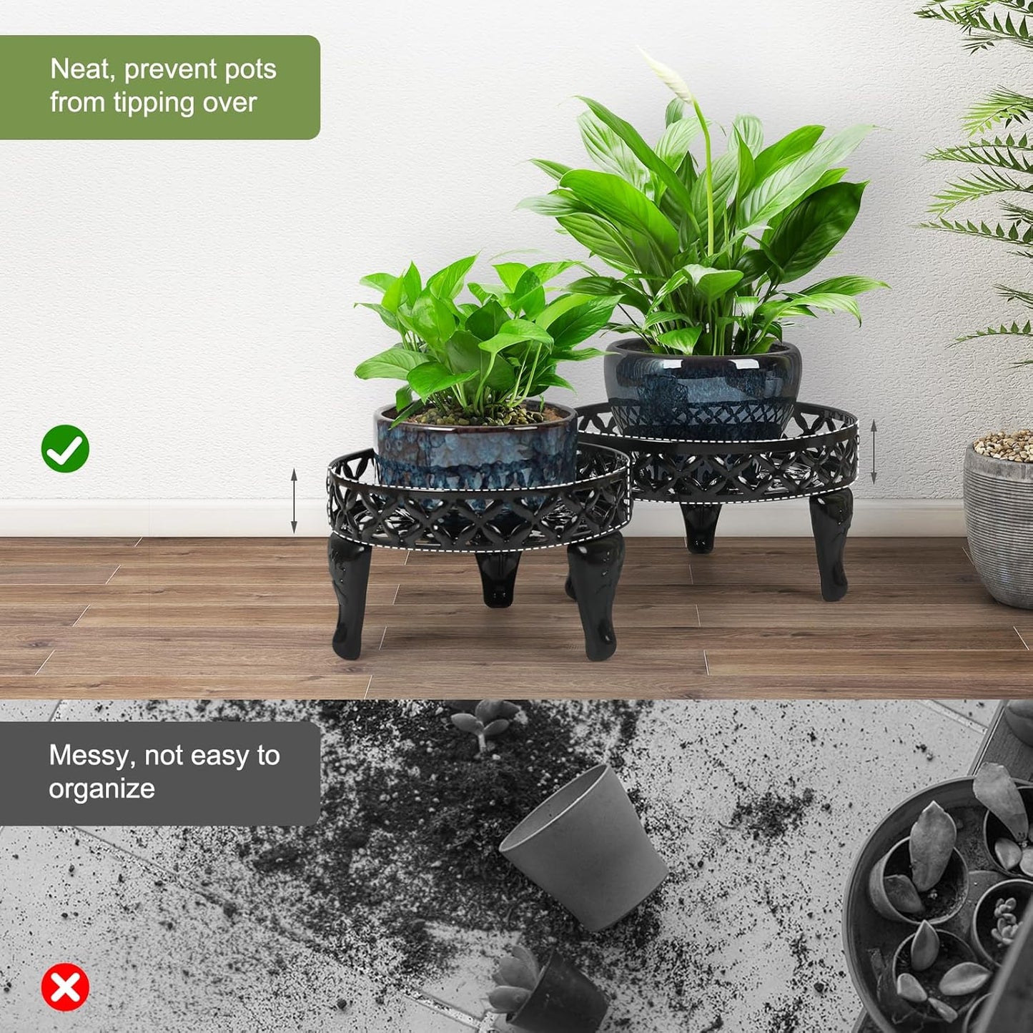 Metal Plant Stand Indoor Outdoor,2 Pack Heavy Duty Iron Plant Stands f