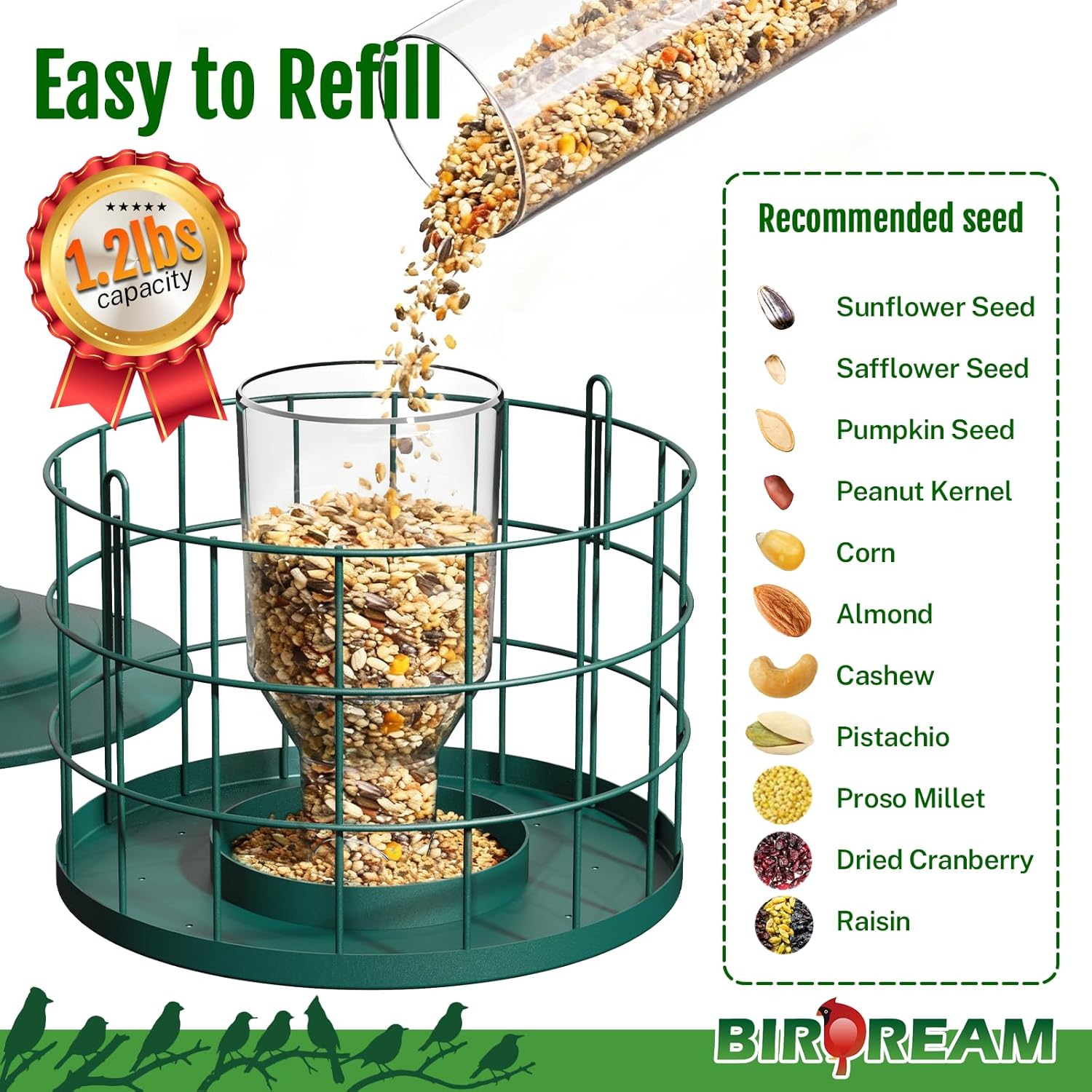 Squirrel Proof Bird Feeder, Metal Cage Bird Feeder for Outdoors Hangin