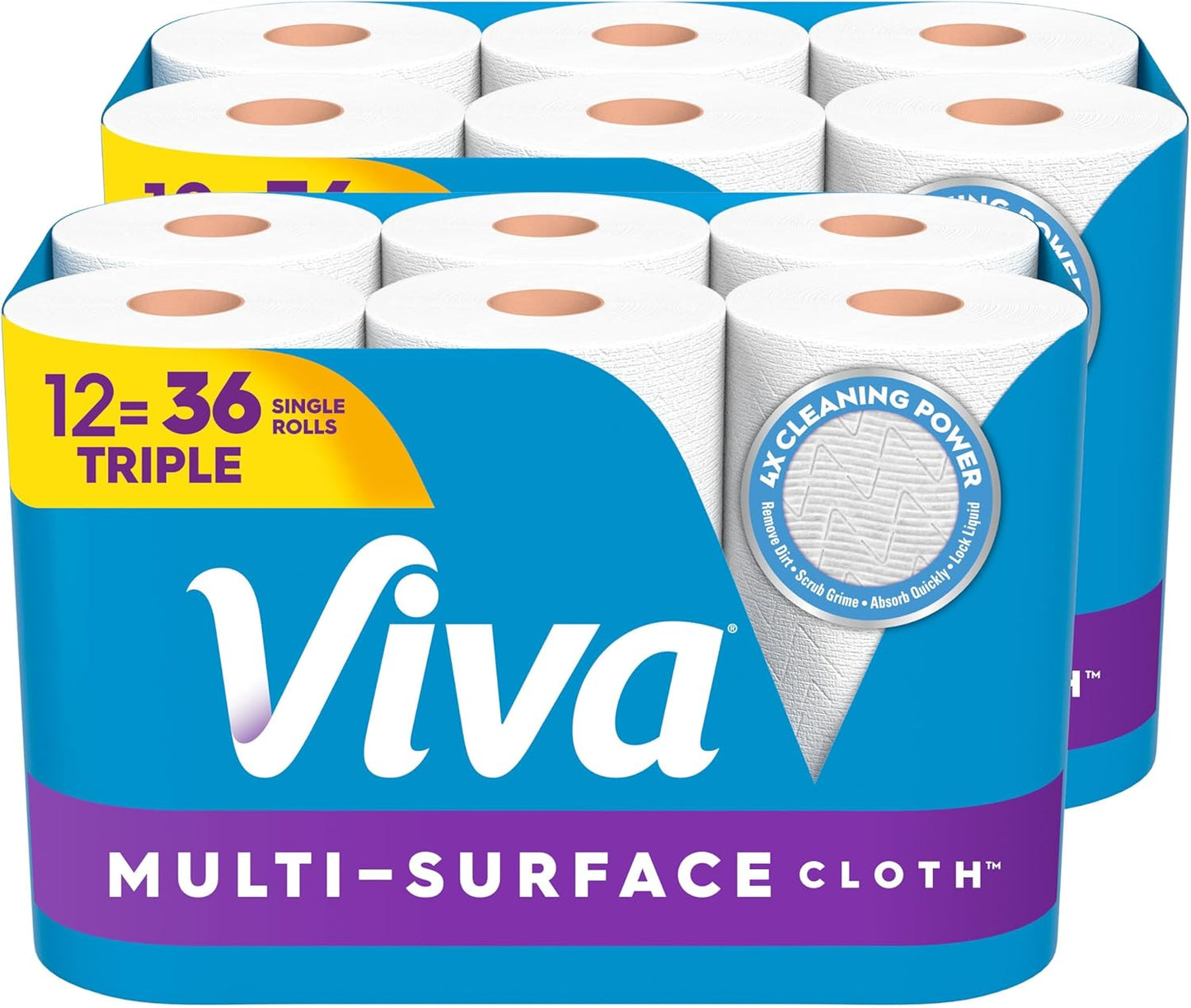 Viva Multi-Surface Cloth Paper Towels, Choose-A-Sheet Size, 12 Triple Rolls, 165 Sheets per Roll (Packaging May Vary)
