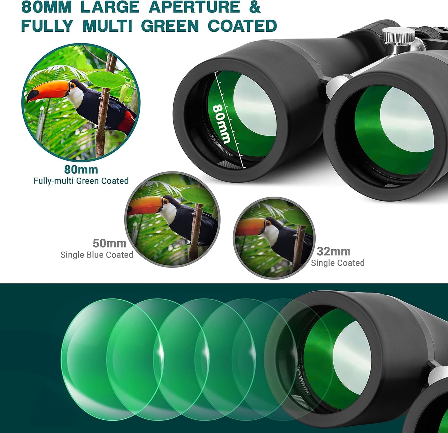 ESSLNB 15-30X80 Zoom Astronomy Binoculars with Built-in Tripod Mount Giant Binoculars with Phone Adapter and Case for Bird Watching Hunting and Stargazing