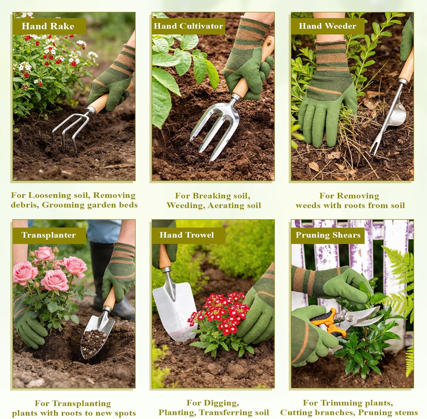 15-Piece Garden Tool Set for Women, Heavy Duty Gardening Kit with Flor