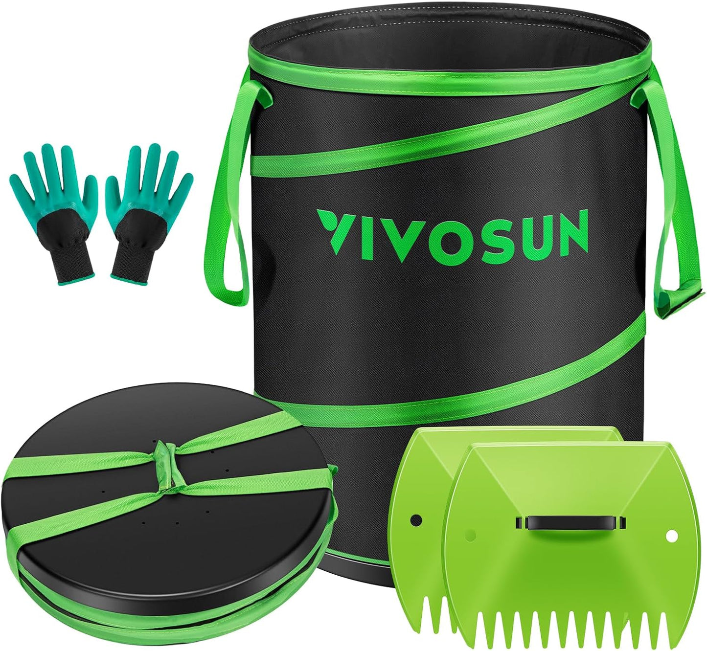 VIVOSUN 30-Gallon Collapsible Garden Bag, Yard Waste Bin with Hard-She