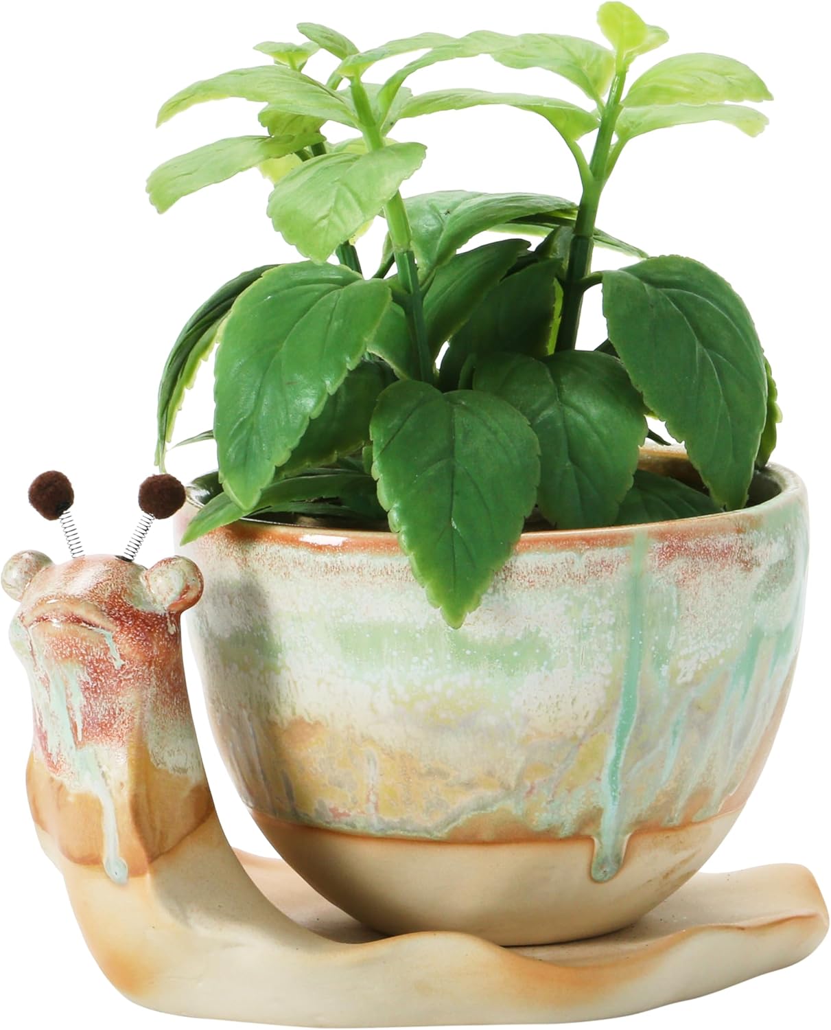 Creative Co-Op Stoneware Snail Planter, Reactive Glaze, (Each One Will
