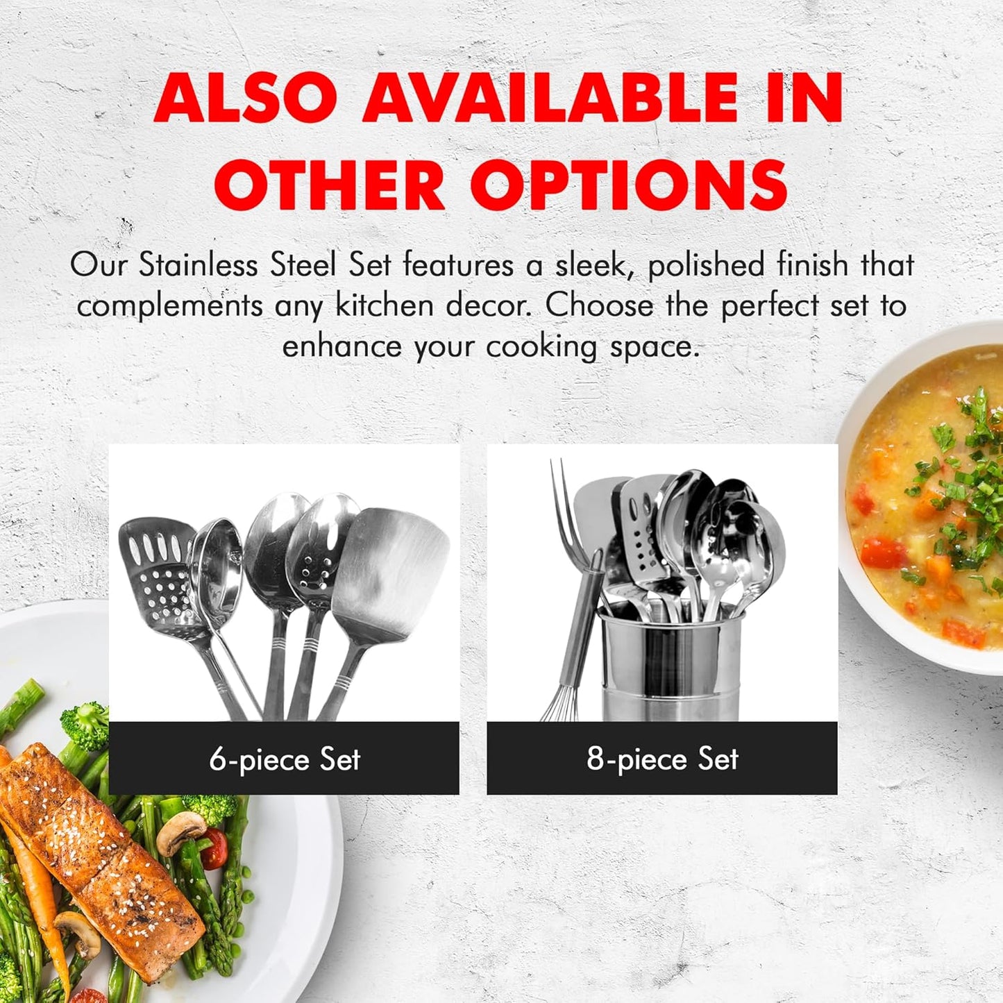 Chef Craft - 8 Piece Stainless Steel Kitchen Utensils Set with Utensil