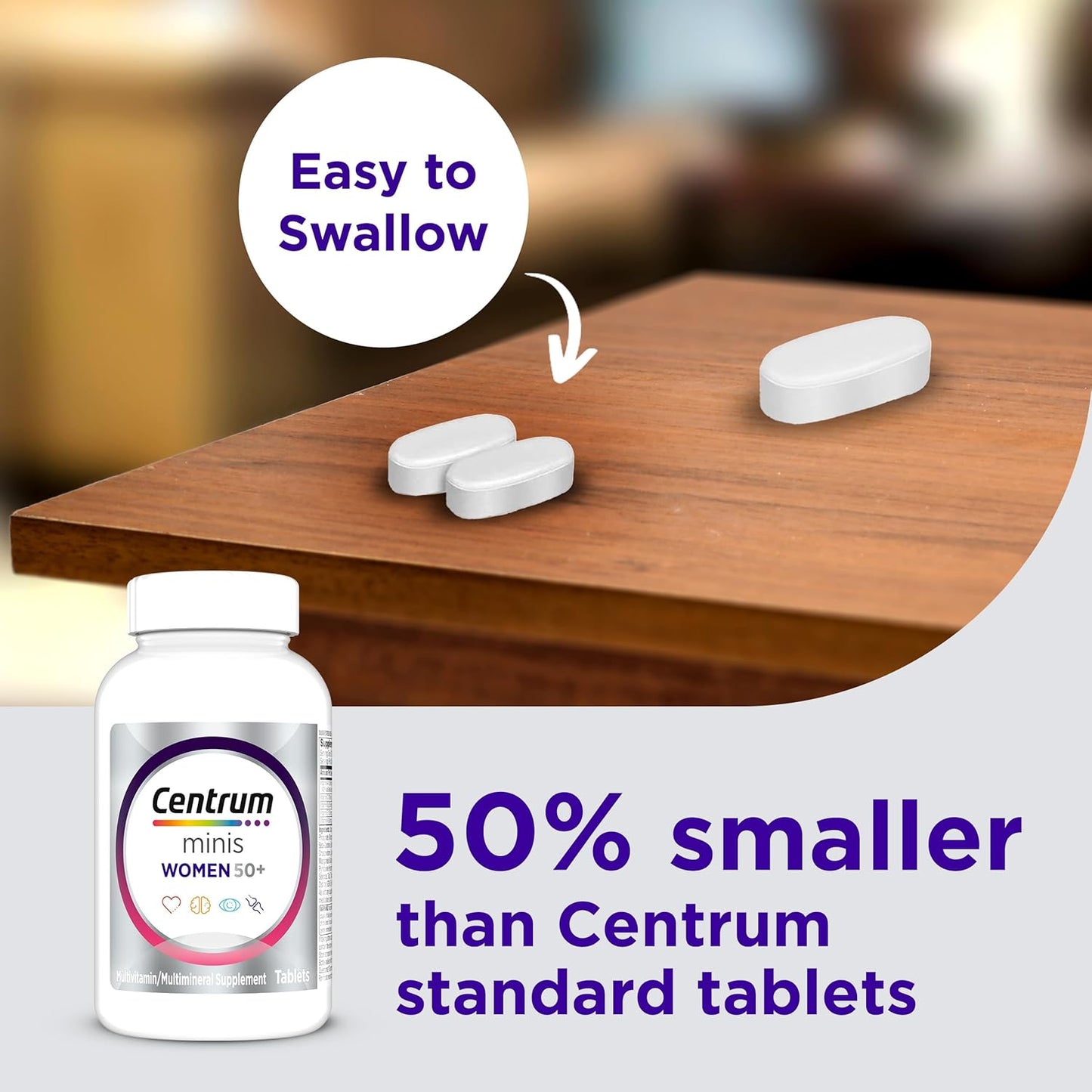 Centrum Minis Silver Women's Multivitamin for Women 50 Plus, Multimine