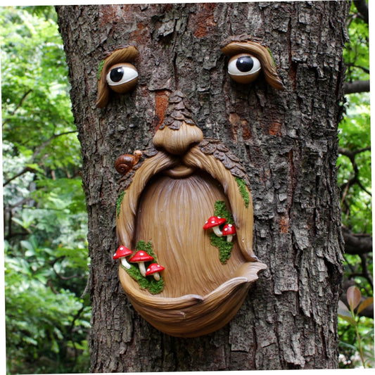 Tree Face Bird Feeder Funny Old Man Tree Face Weather Resistant Bird F
