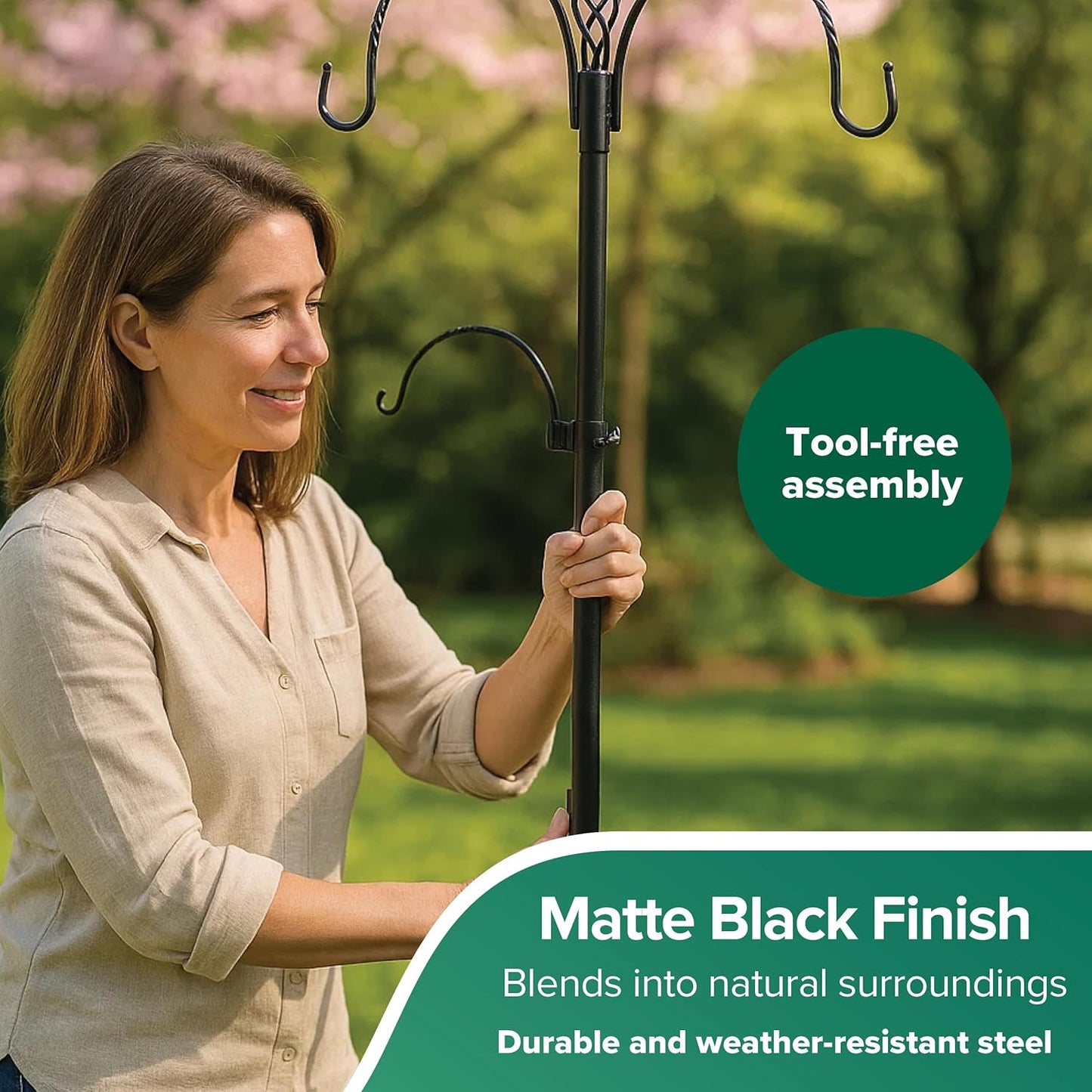 Gardman BA08015 Bird Feeding Station 2 Hook Square Tray, Matte Black