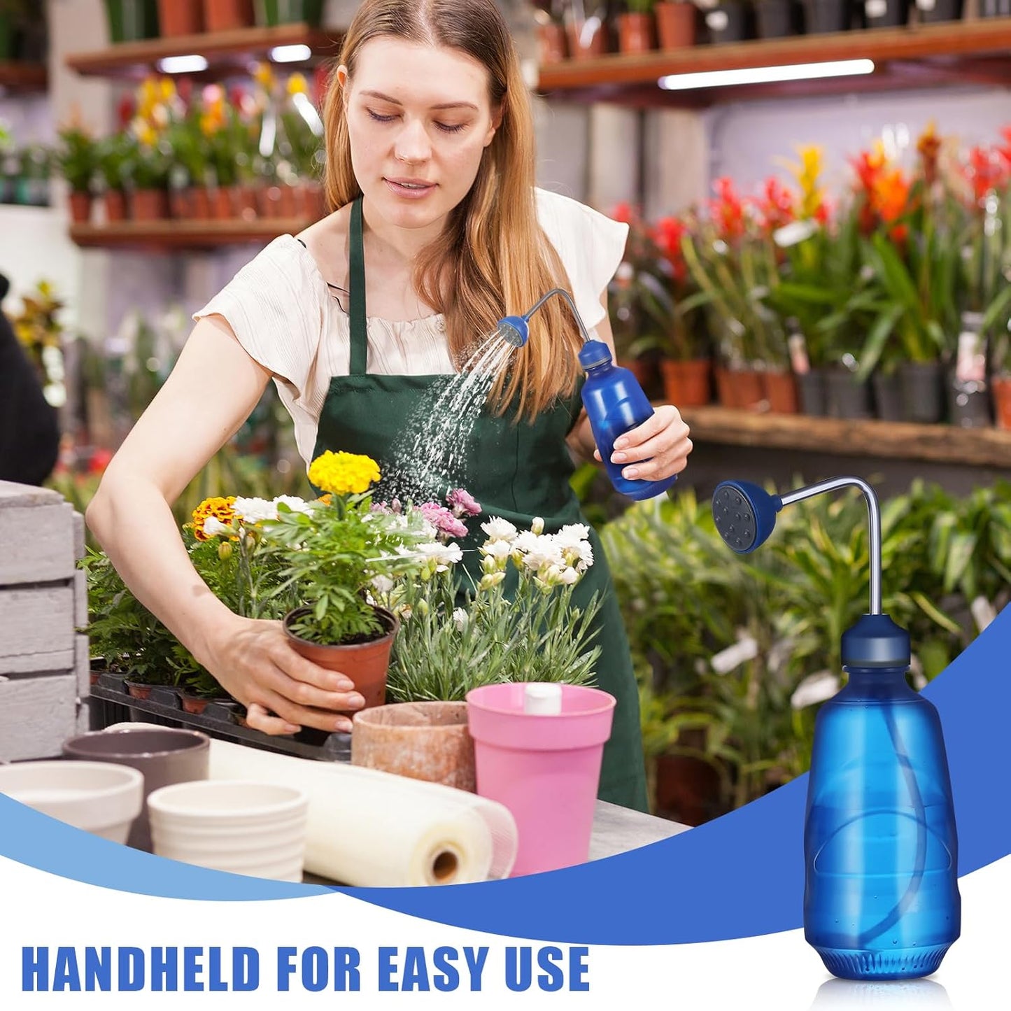 Watering Can 450ML,Succulent Watering Bottle Plant Flower Squeeze Bottle Plastic Bend Mouth Safety Wash Bottle 2 In 1 Spray Head Functionality