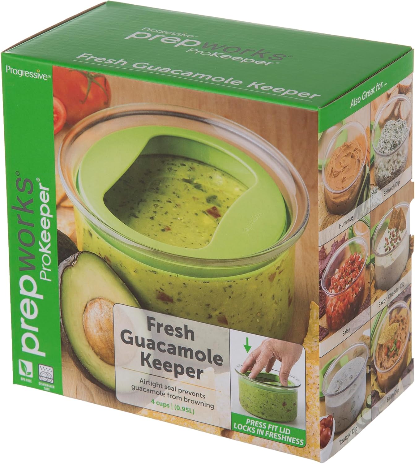 ProKeeper Fresh Guacamole Plastic Kitchen Storage Container with Airtight Lid (Green), for Guacamole and Food Storage