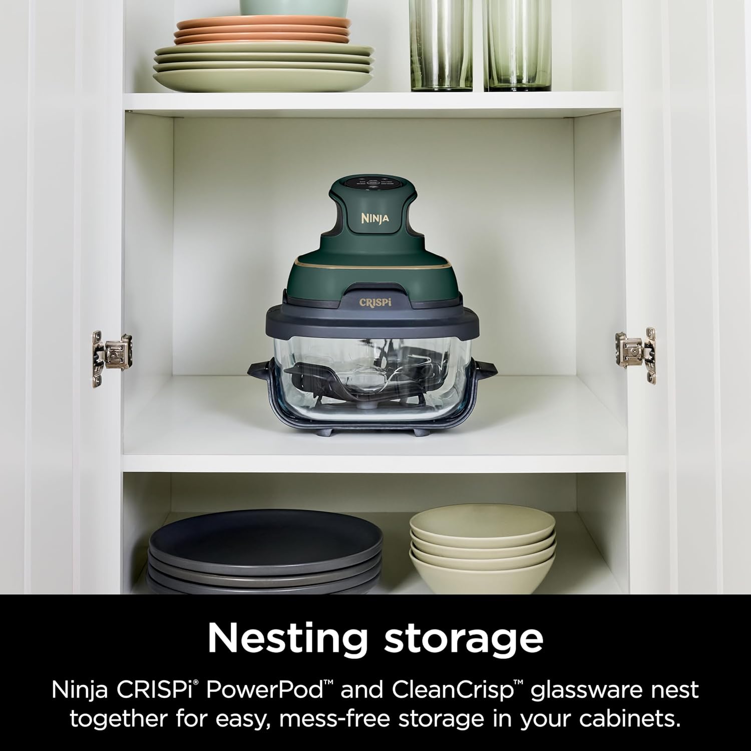 Ninja Crispi 5-in-1 Glass Air Fryer | 450°F, Nontoxic, 4QT & 6-Cup Con