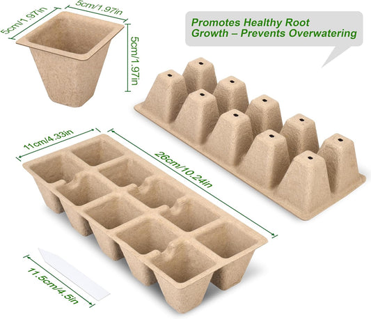 200 Cells Peat Pots, Seed Starter Trays Planting Trays for Seedlings, 