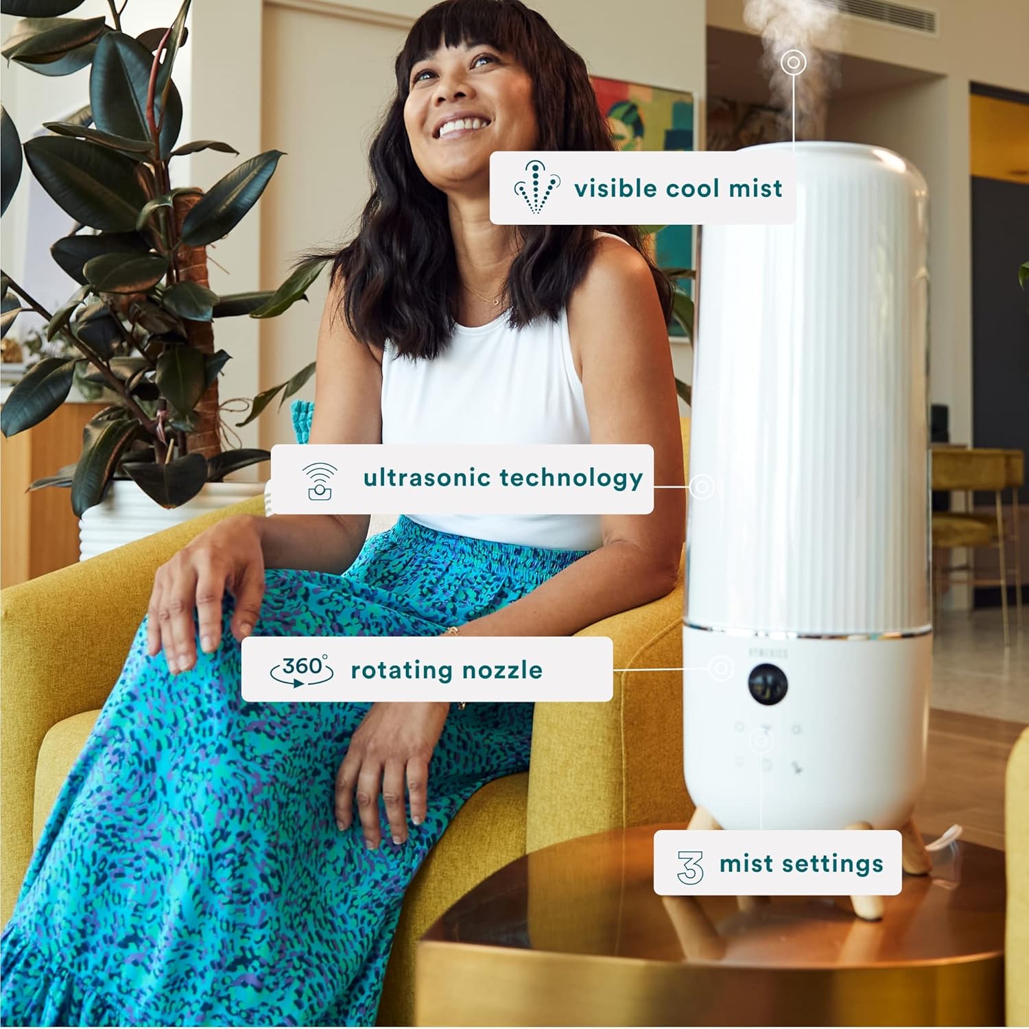 Homedics Ultrasonic Humidifier - Large Deluxe Air Humidifiers for Bedr