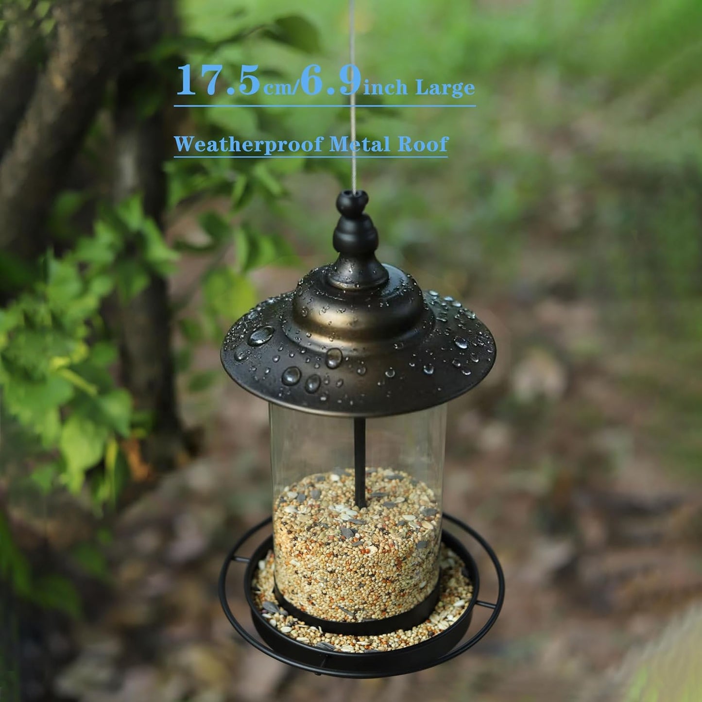 Bird Feeders for Outdoors,Hanging Bird Feeder with Locking Lid, Metal 