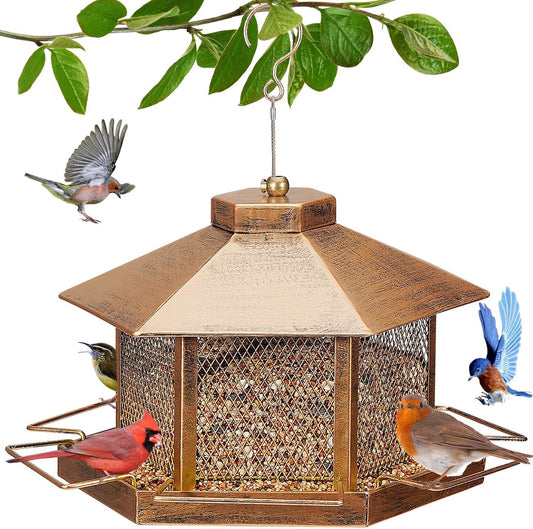 Metal Bird Feeder for Outdoor Hanging, 4.6LB Large Capacity, Garden De