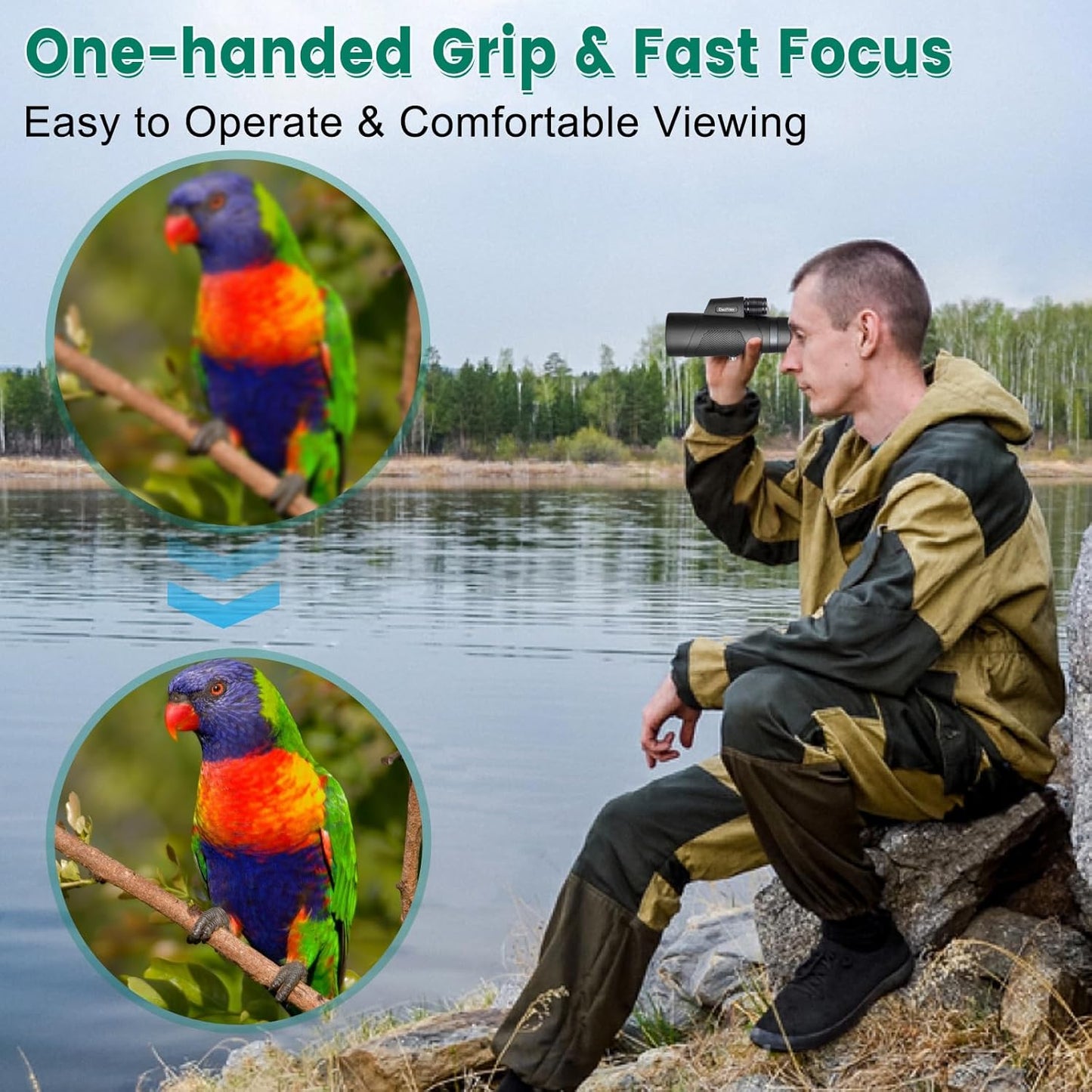 12x50 Monoculars for Adults High Powered, Monocular Compact with BAK4 Prism and FMC Lens, Clear Field of View, Monocular Telescope for Smartphone, Lightweight Monocular for Birdwatching Sports Travel